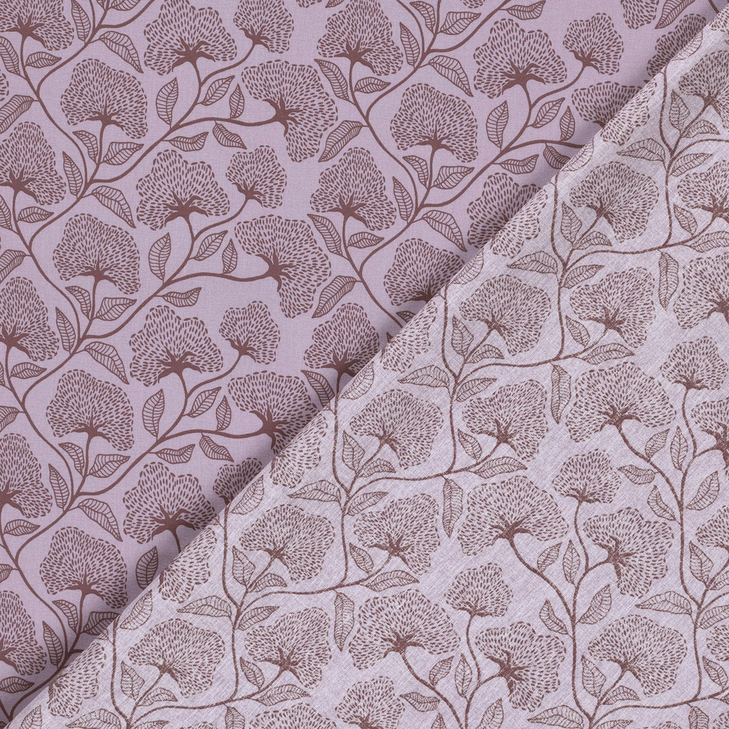Baumwollstoff Popeline mit Blumenrankenmuster - dusty flieder
