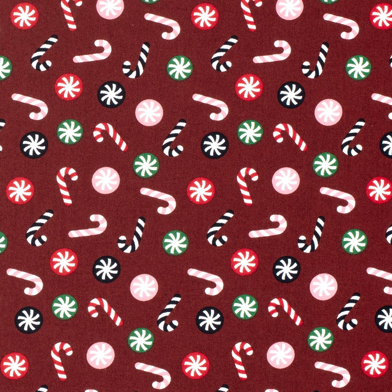 Baumwollstoff mit Zuckerstangen - weinrot