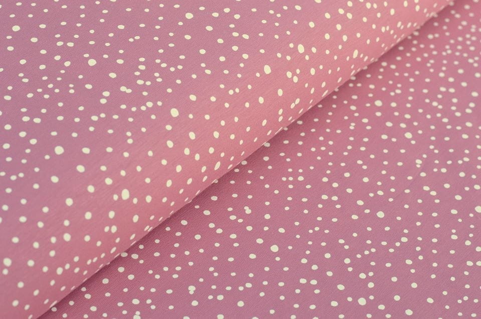 Baumwolljersey altrosa mit weißen Dots