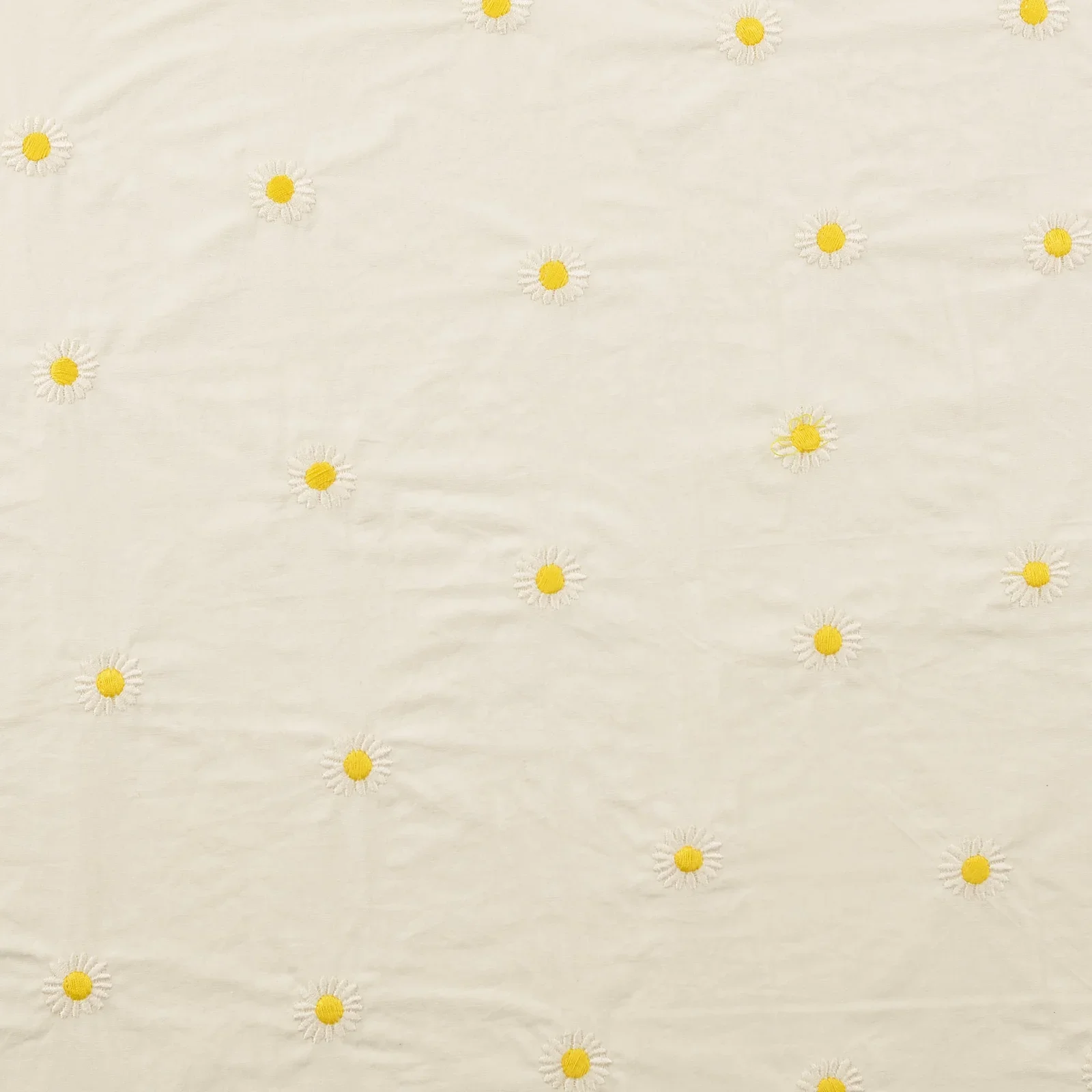 Baumwollstoff Popeline mit Gänseblümchen-Stickerei - weiß (N050)