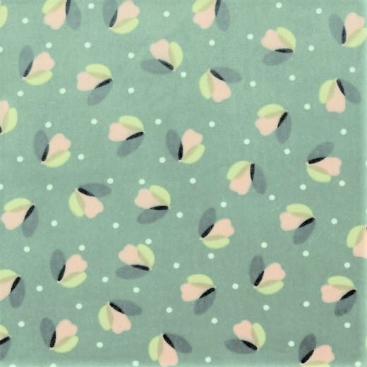Nicki altgrün mit weißen Dots und Tulpen Nicki altgrün mit weißen Dots und Tulpen