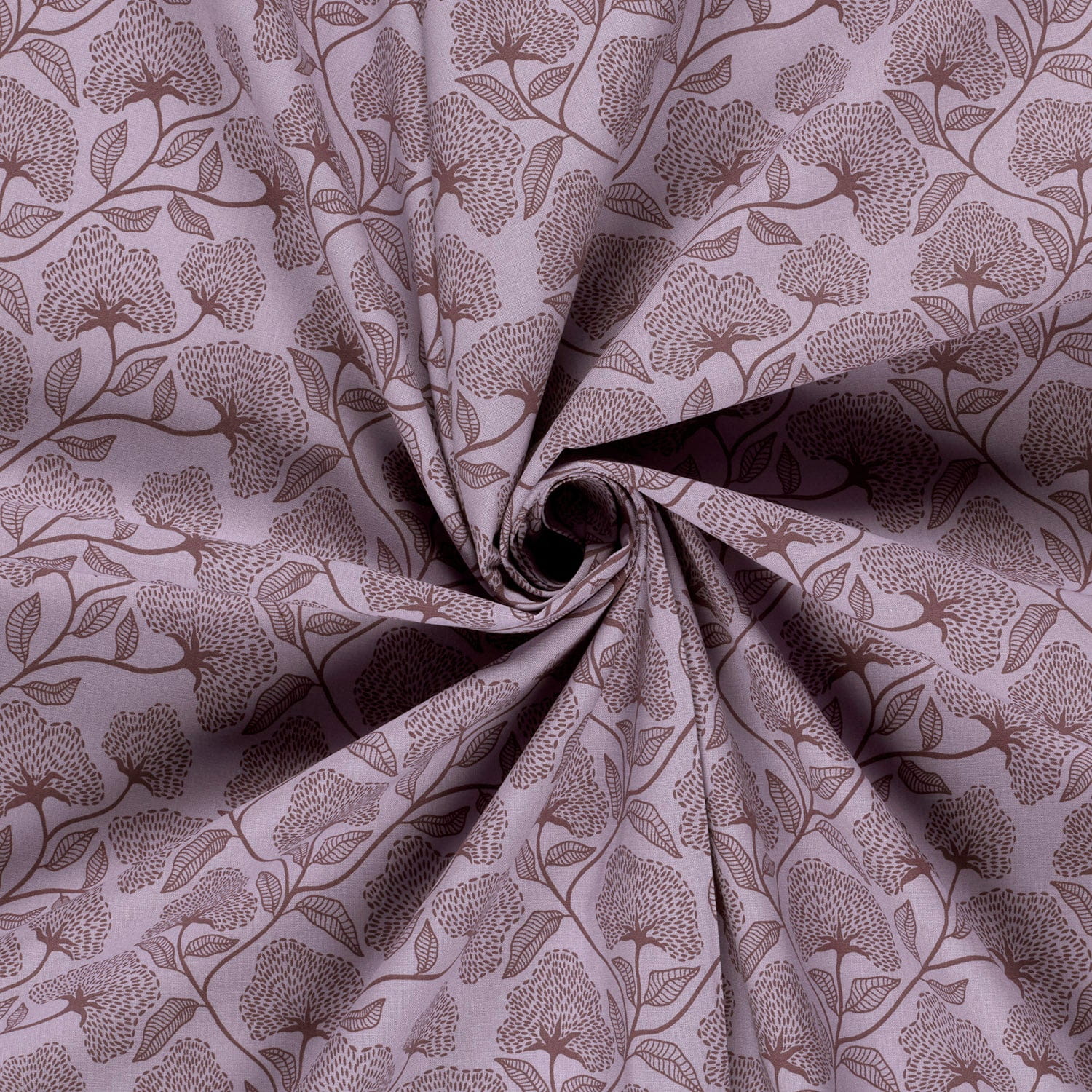 Baumwollstoff Popeline mit Blumenrankenmuster - dusty flieder