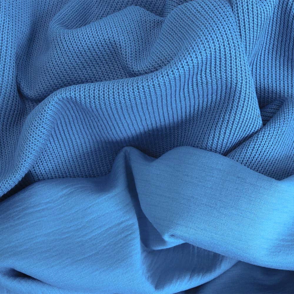 Stoffe online kaufen Heavy Knit Strickstoff uni blau (L717)