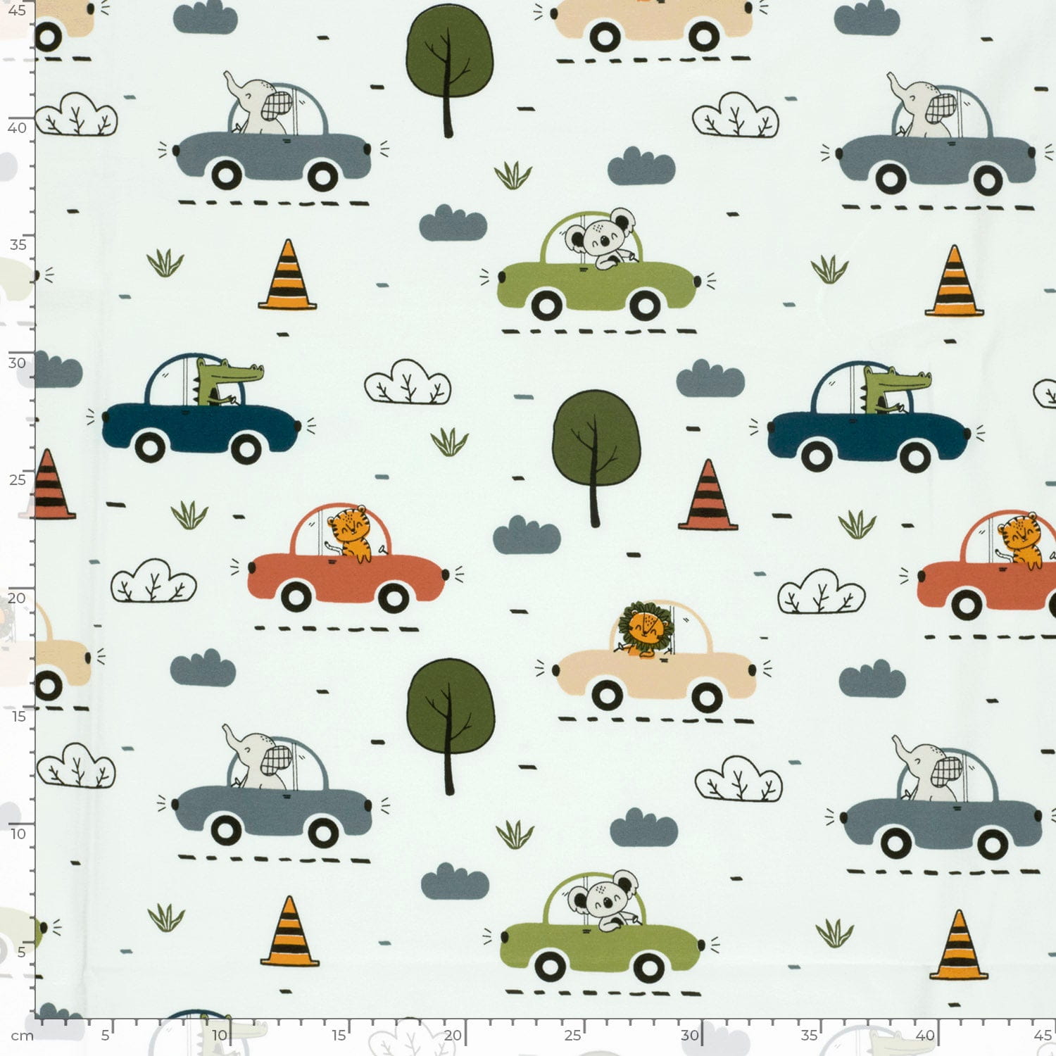 Baumwolljersey "Driving Animals" - weiß 