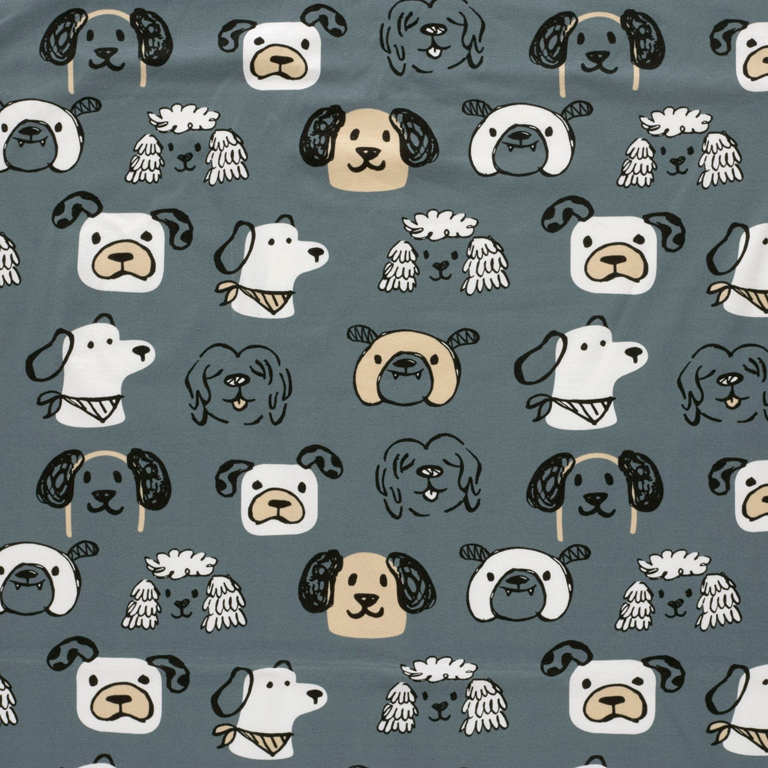 Baumwolljersey mit Hunden - stahlblau