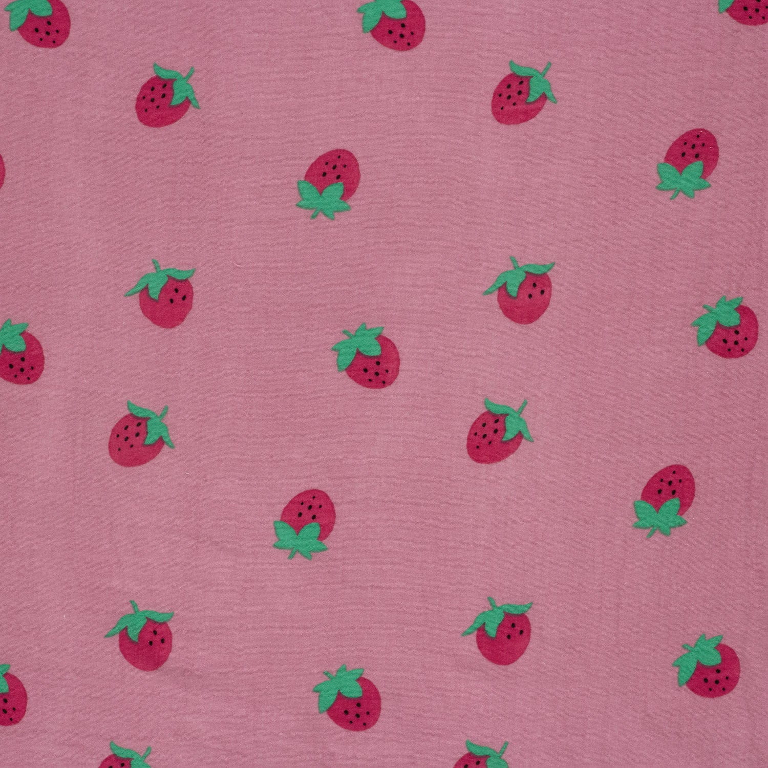 Baumwolle Double Gauze/ Musselin mit Erdbeeren - altrosa (N012)