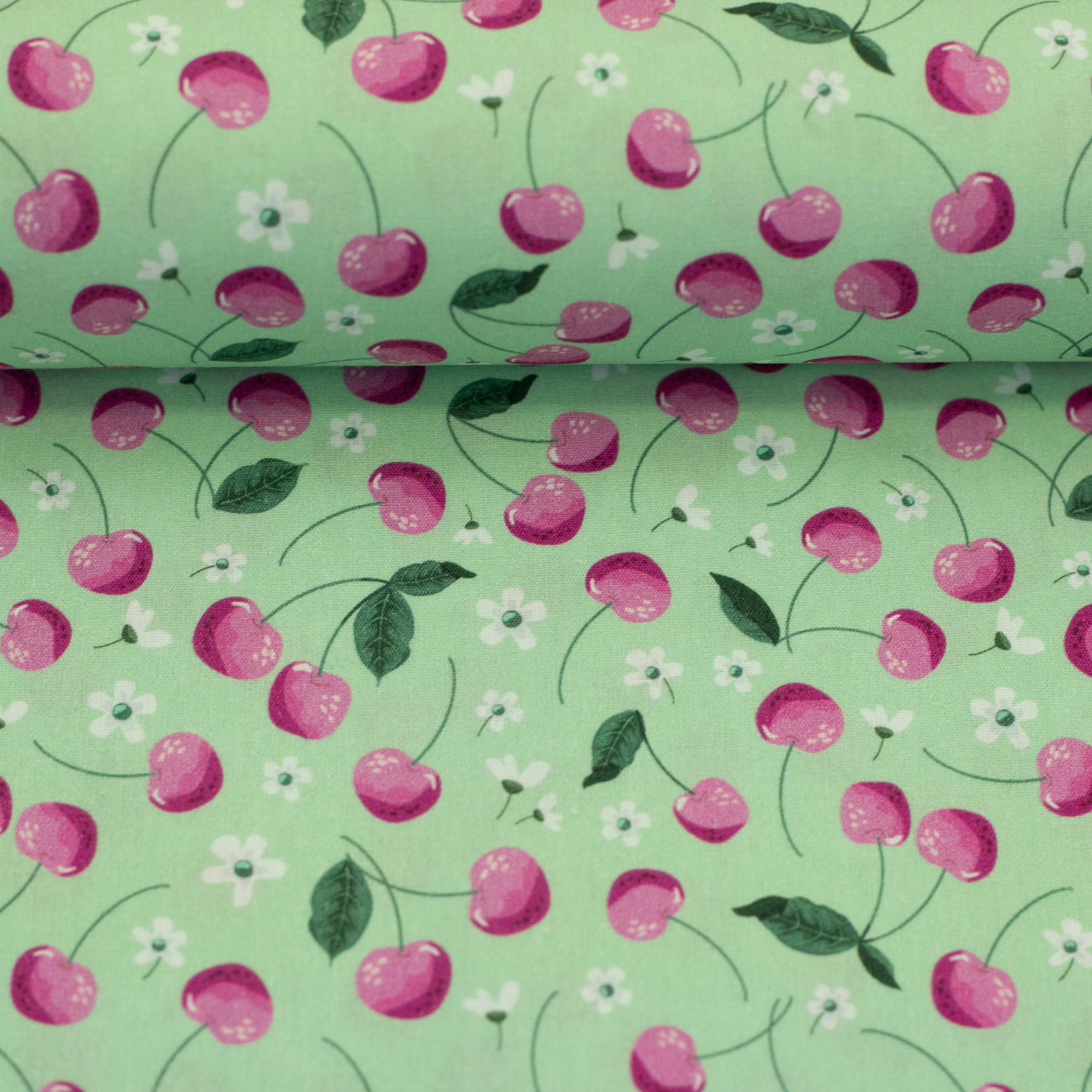 Baumwollstoff Swafing "Fruits" mit Kirschen - mint