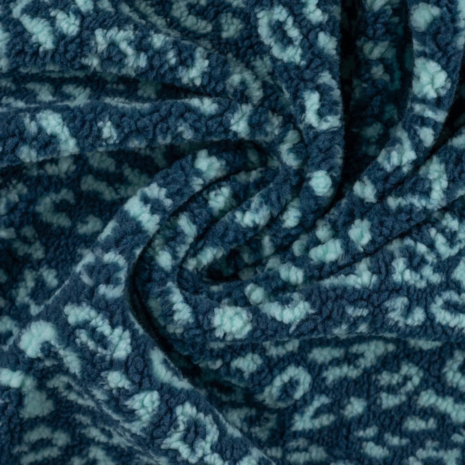 Teddystoff Jacquard mit Leomuster - aqua (Q930)