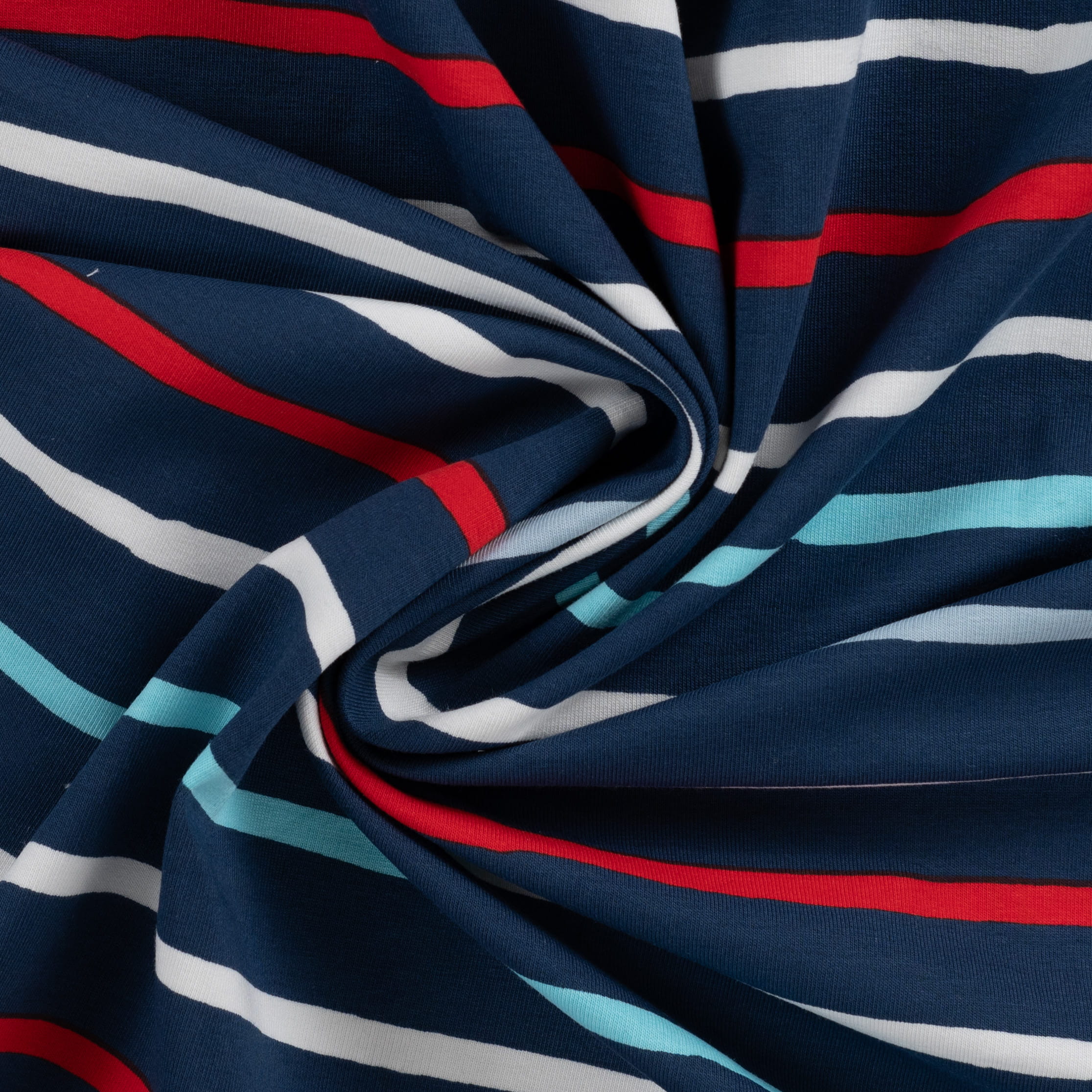 Sommersweat French Terry mit Streifen - weiß/hellblau/rot/navy