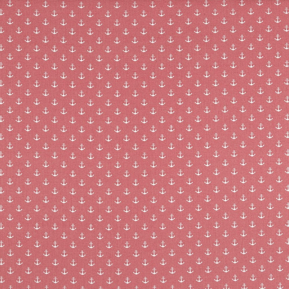 Baumwollstoff blush mit kleinen weißen Ankern (031)     Baumwollstoff blush mit kleinen weißen Ankern (031)