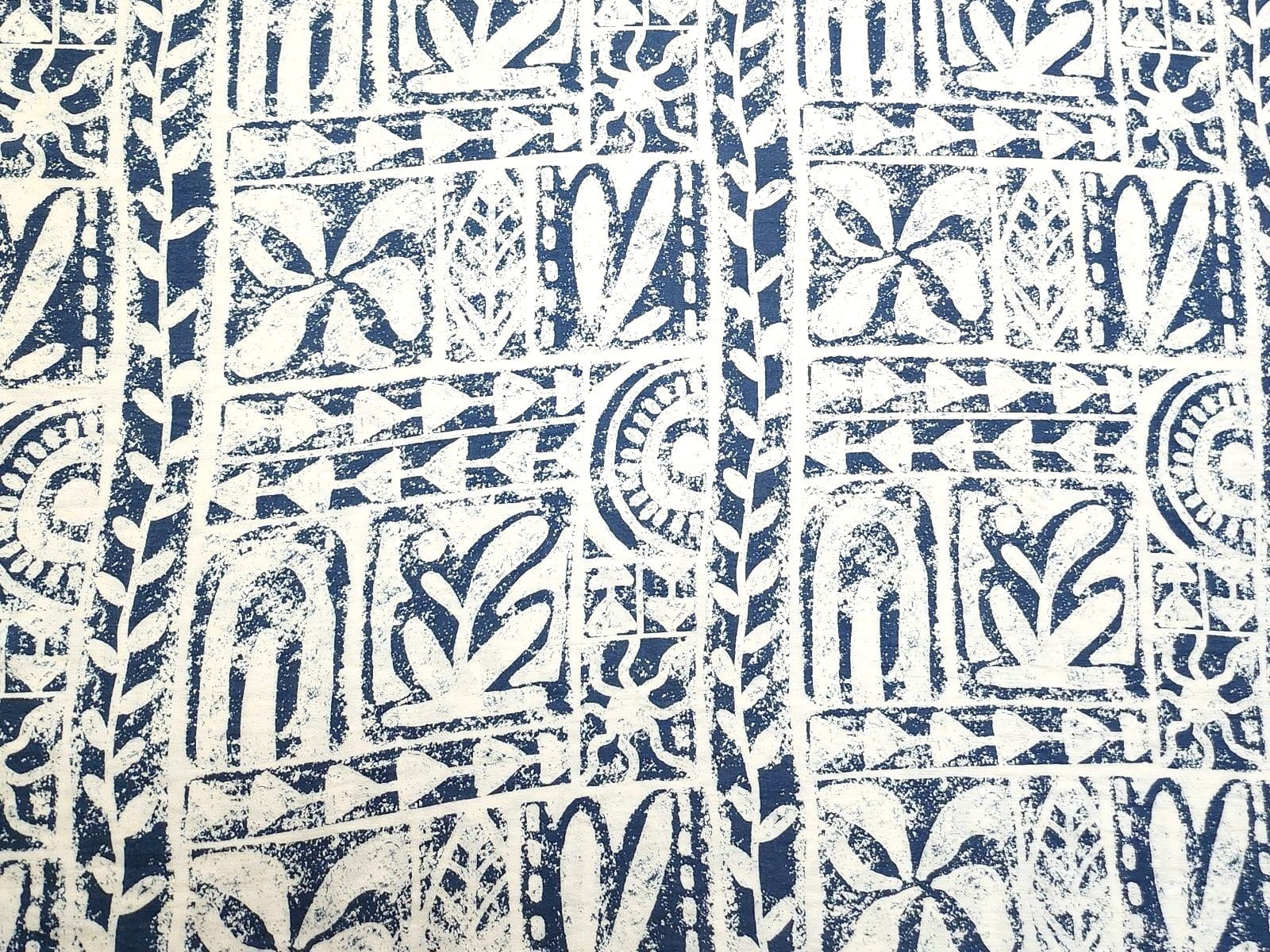 Viskose Digital Crinkle mit Vintage Design - ecru/jeans