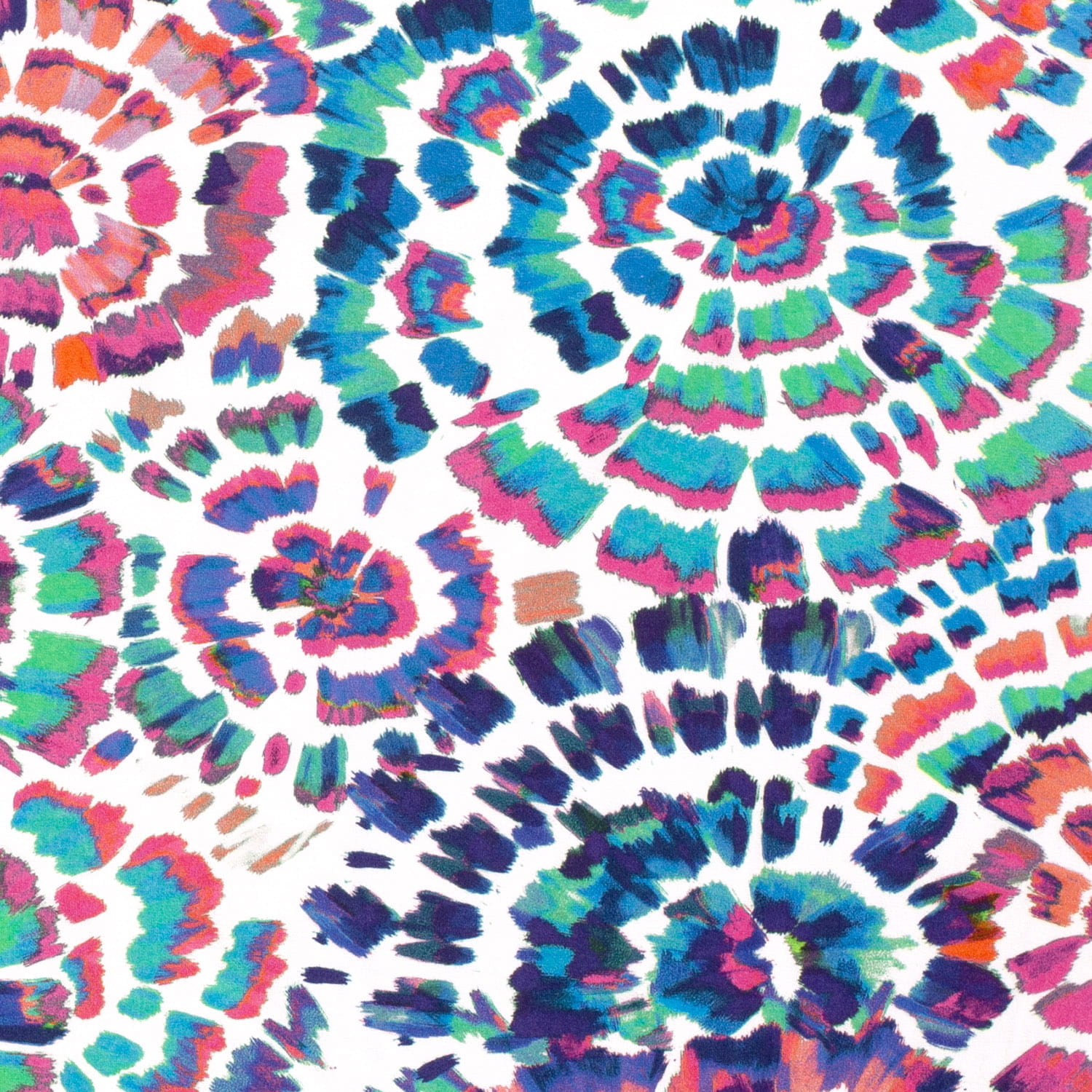 Baumwolljersey mit bunten Aquarell-Batikblüten - blau/grün/pink