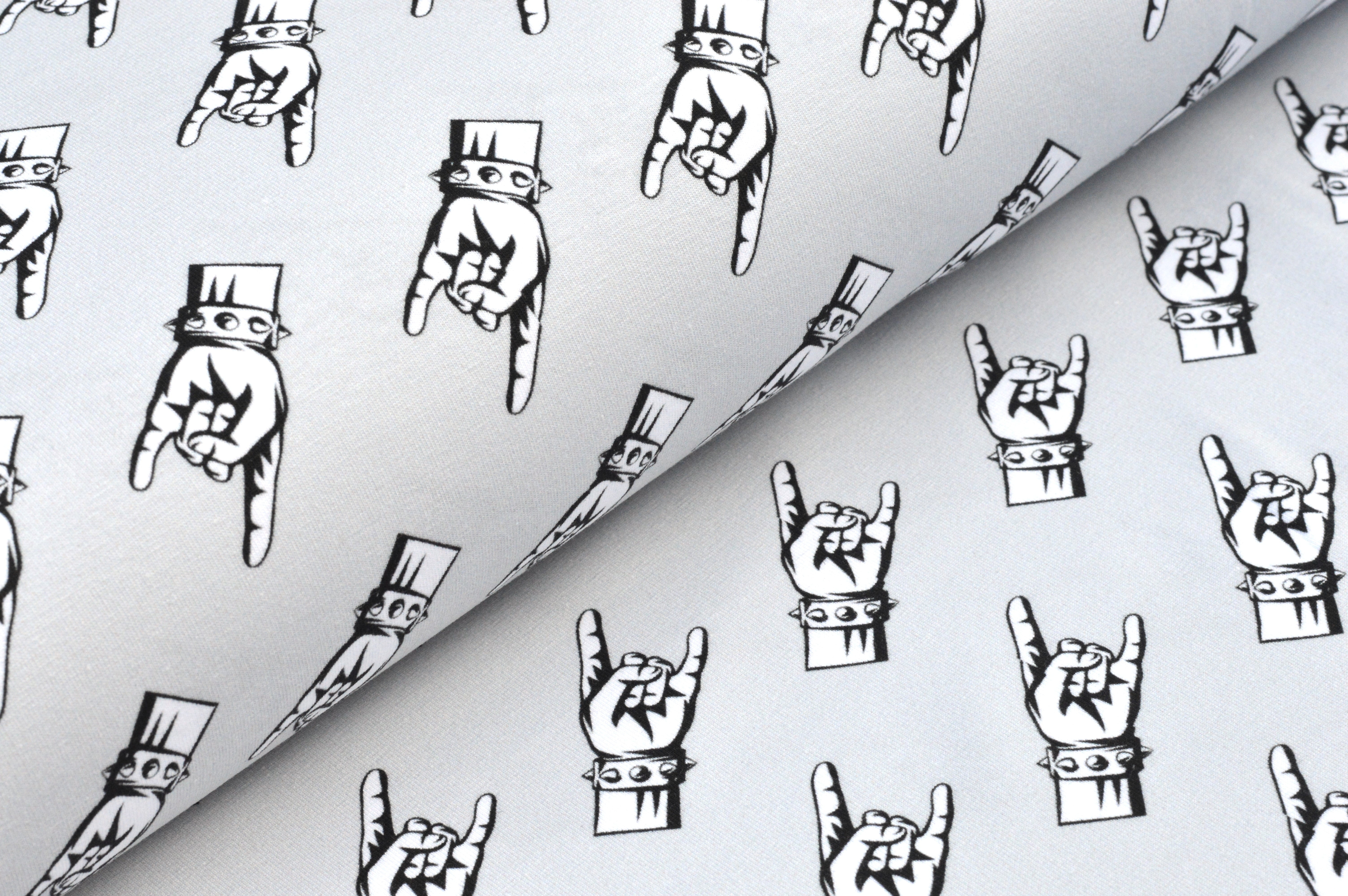 Digitaljersey Eigenproduktion "Rock on" mit Rocker-Handzeichen - hellgrau