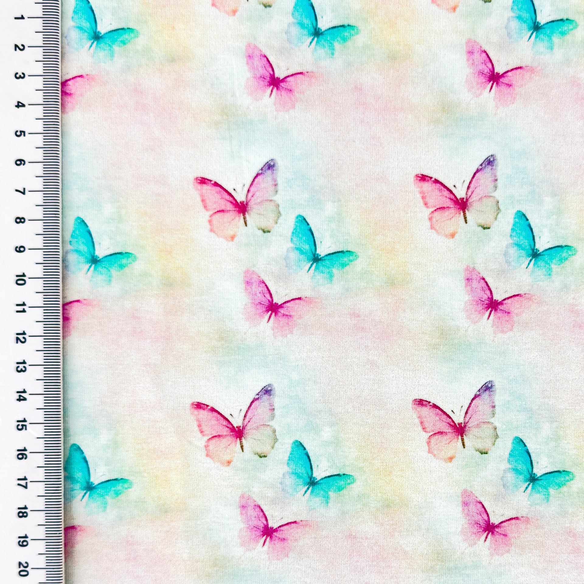 Digitaljersey mit Aquarell-Schmetterlingen - pastell