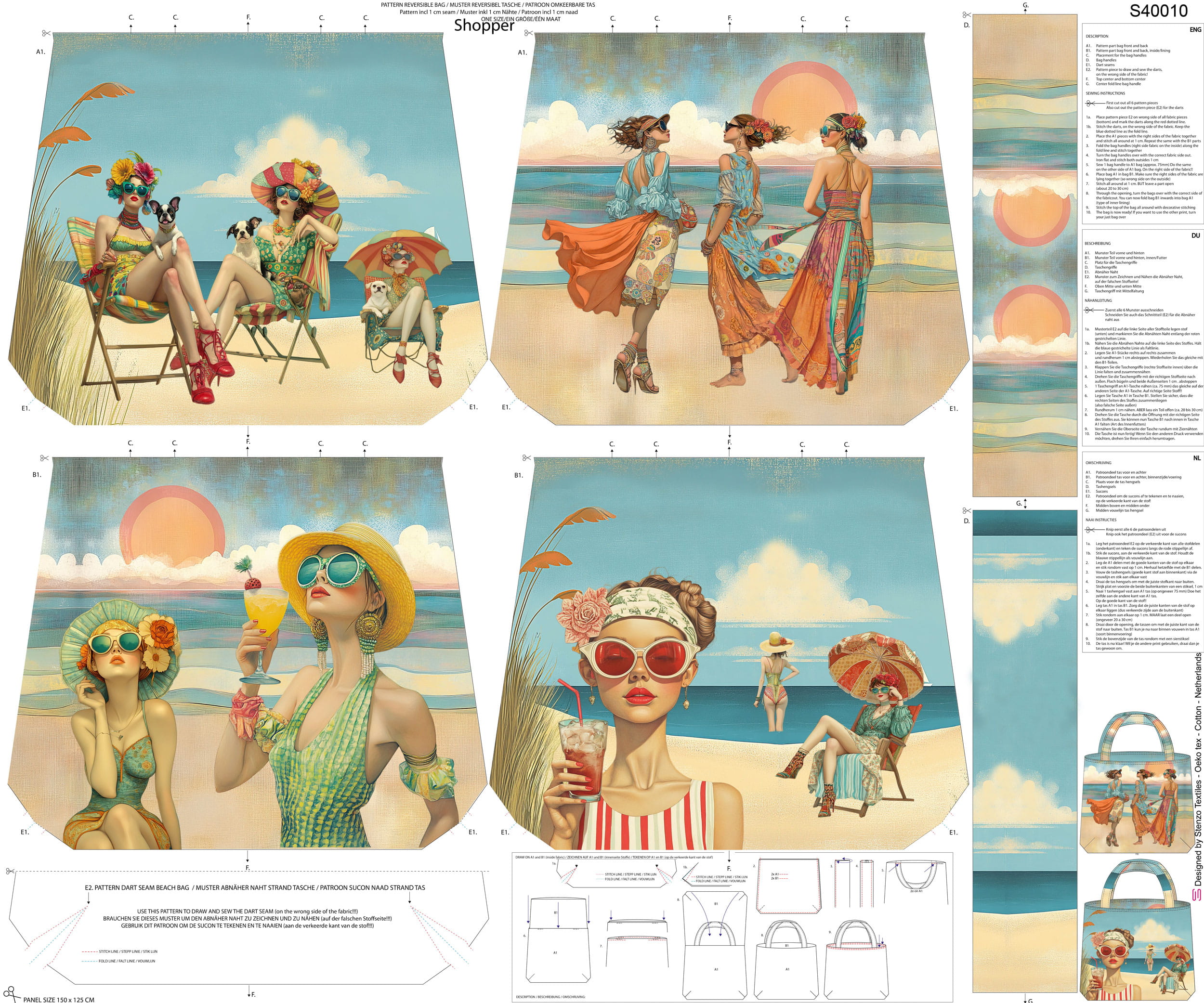 Canvas Panel "Beach Ladies" von Stenzo 125x150 cm