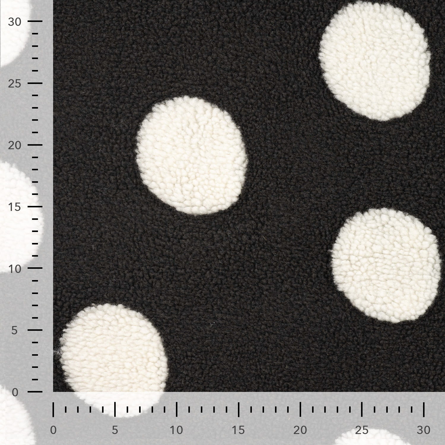 Teddystoff mit großen weißen Dots - schwarz (690)