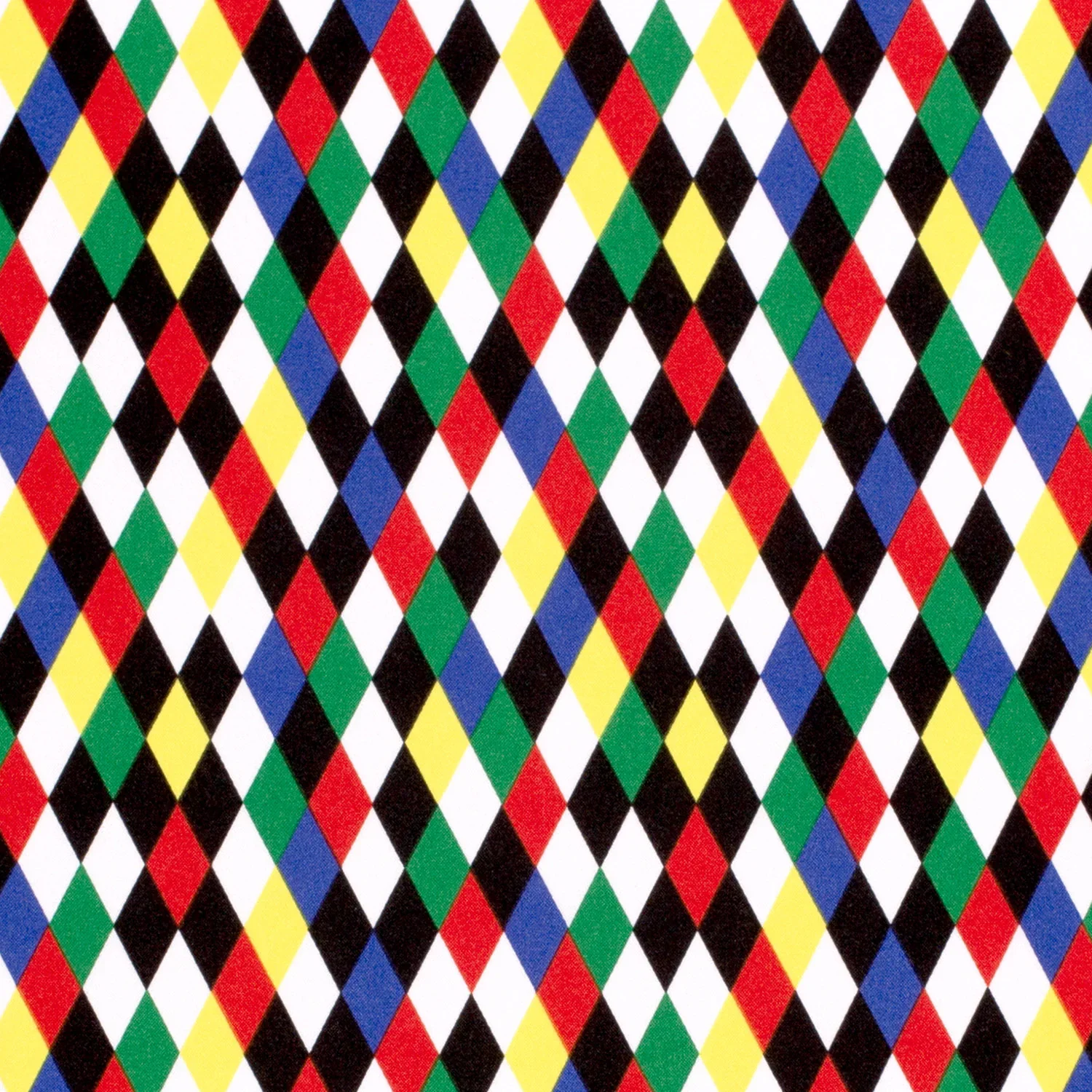 Karnevalsstoff Burlington mit kleinem buntem Rautenmuster - weiß