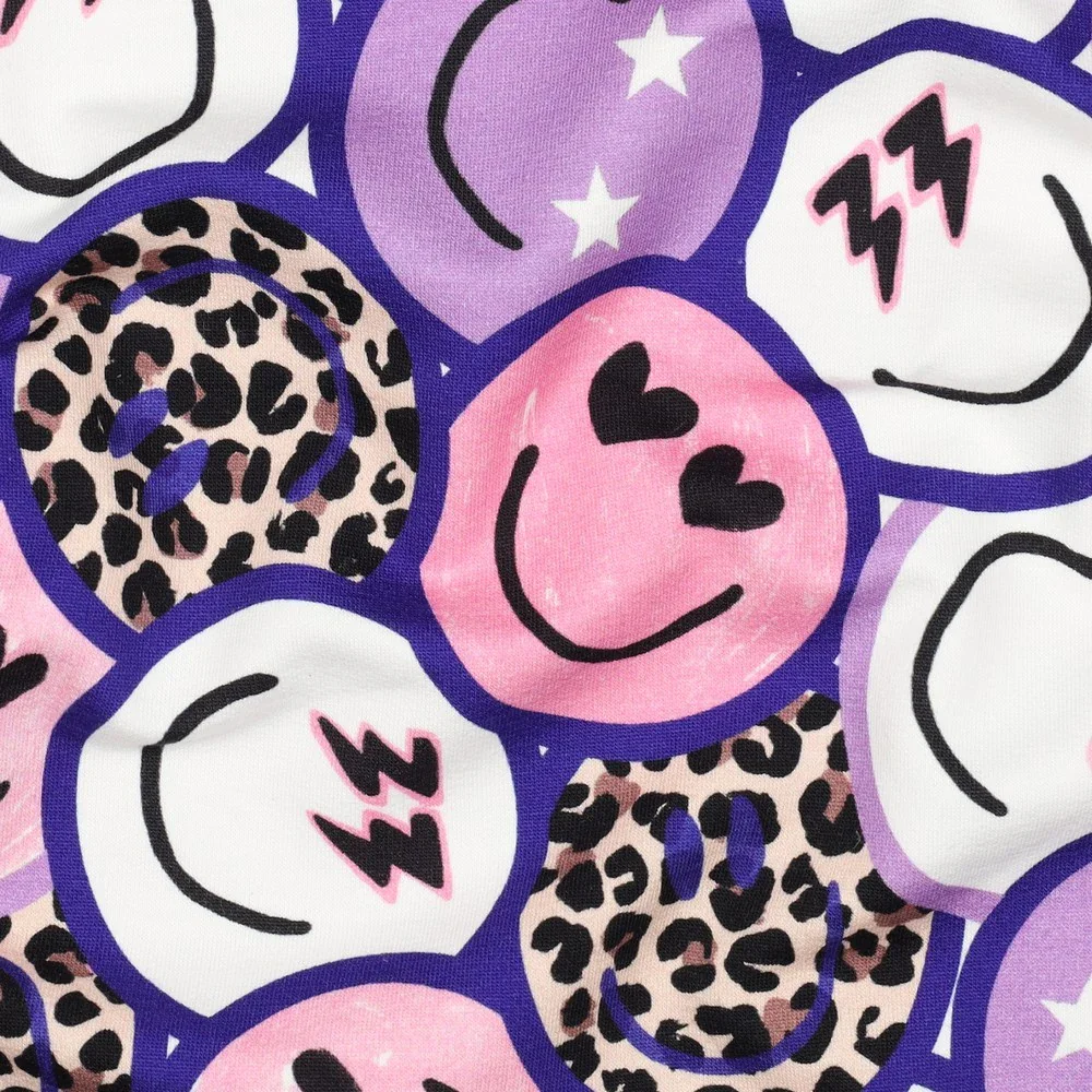 French Terry Digital mit Smileys - lila (V004)