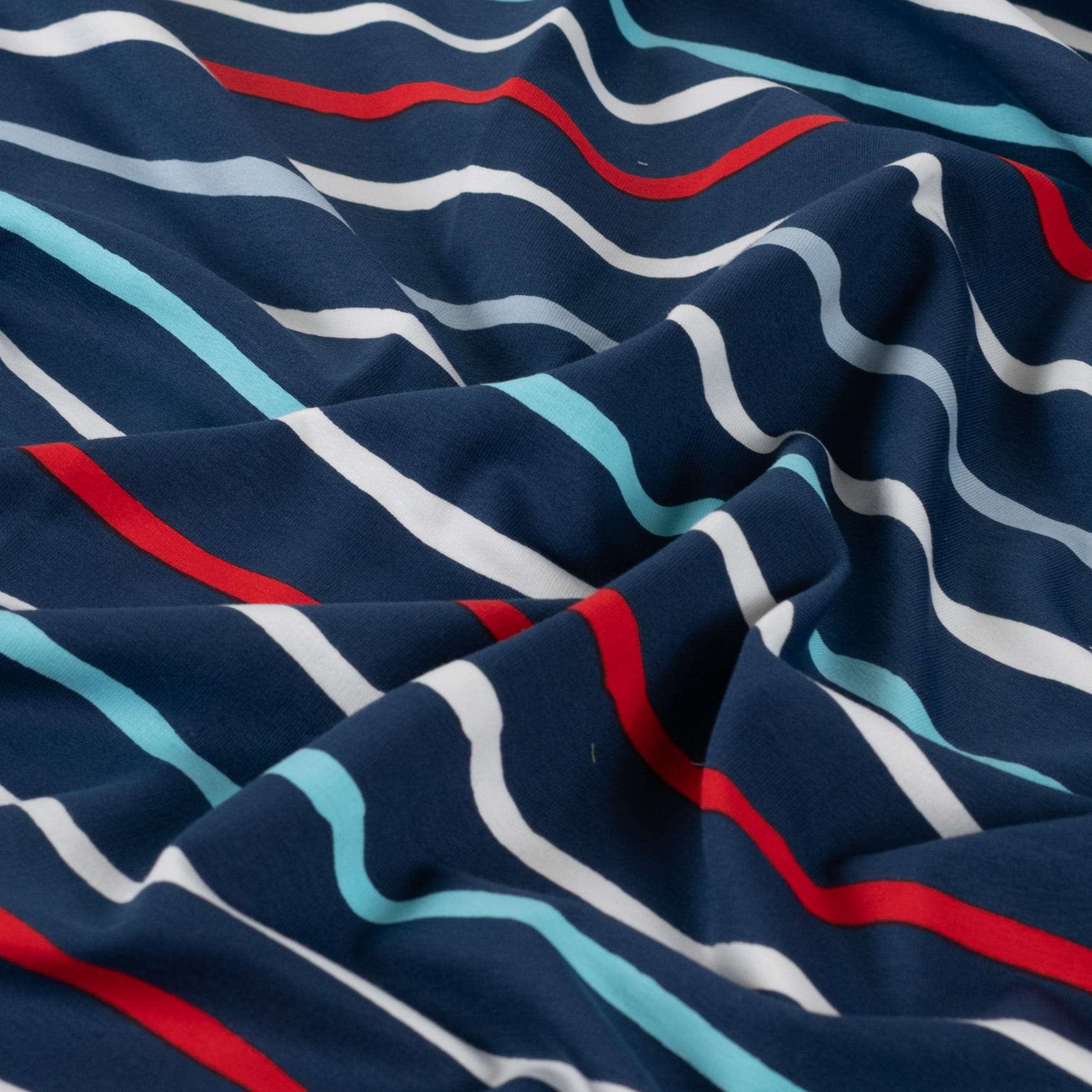 Sommersweat French Terry mit Streifen - weiß/hellblau/rot/navy