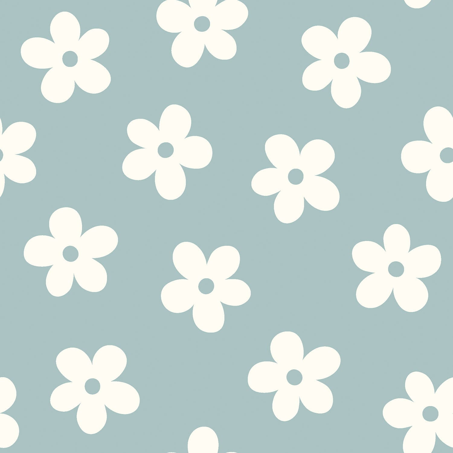 Baumwolljersey "Daisys" mit Margeriten - dusty mint (N003)
