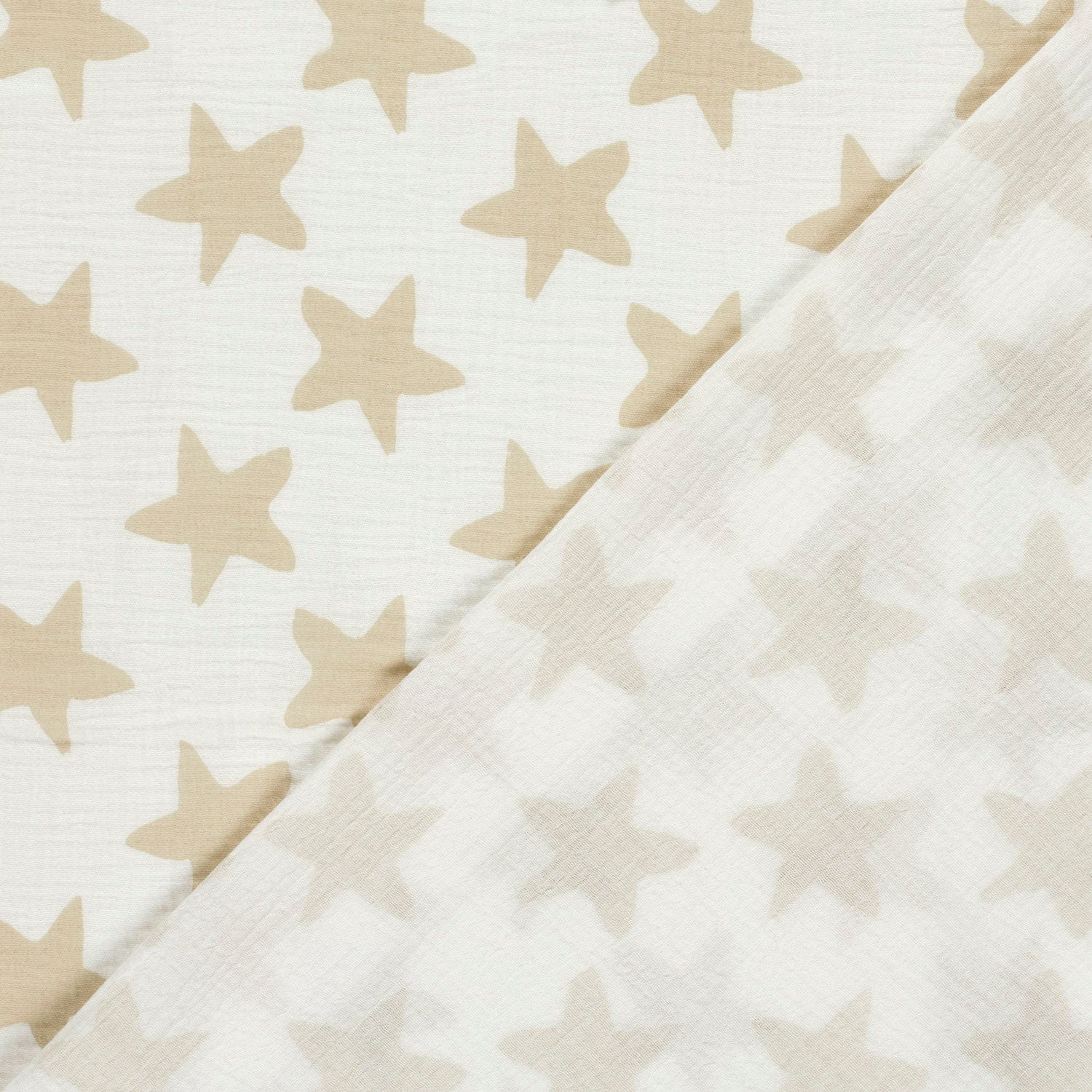Baumwolle Double Gauze/ Musselin mit Sternen - ecu/beige