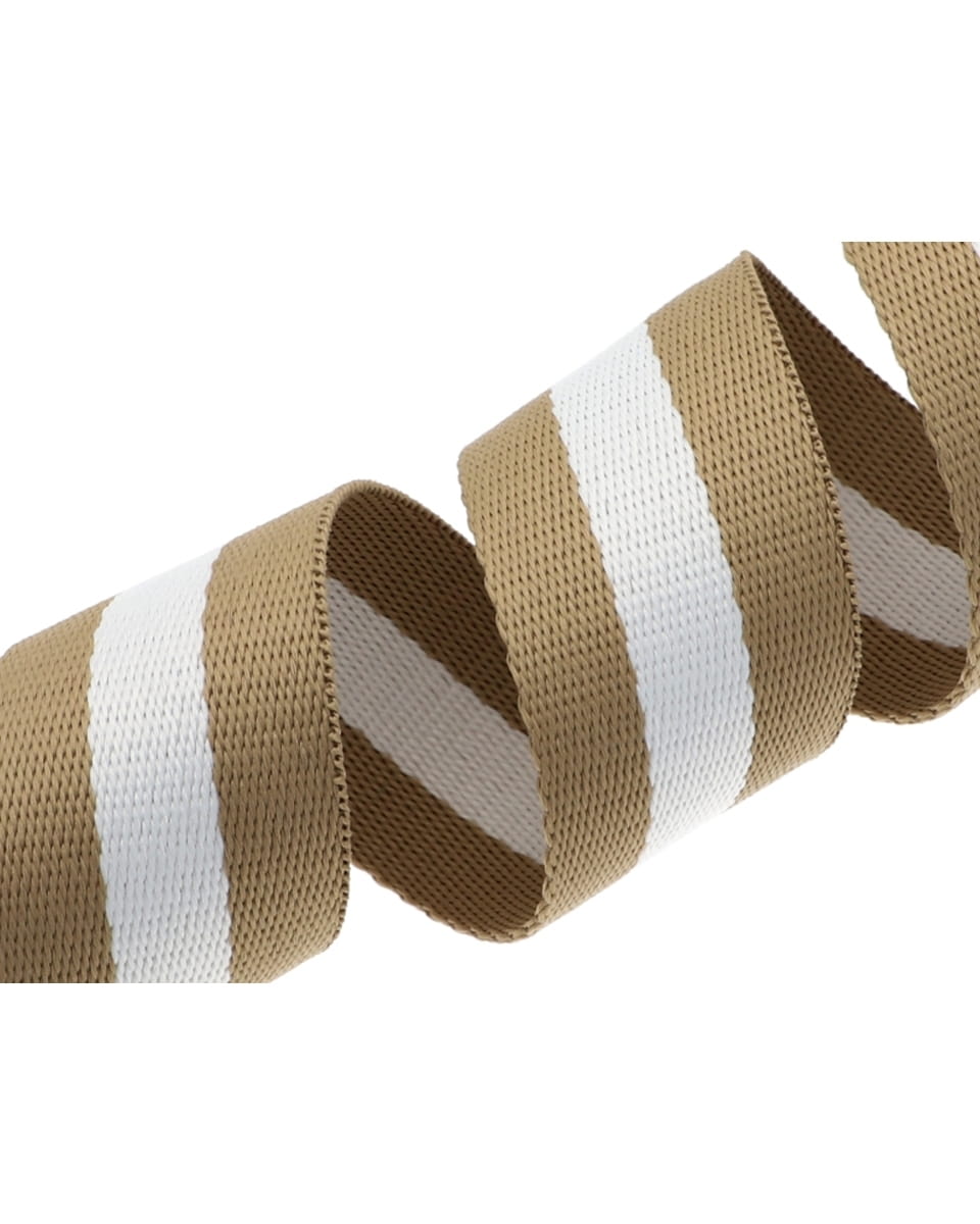 Gurtband Polycotton 38mm Streifen - beige/weiß