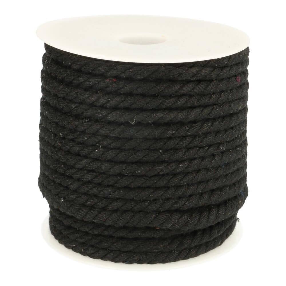 Kordel gedreht Baumwolle 6mm uni schwarz (000)