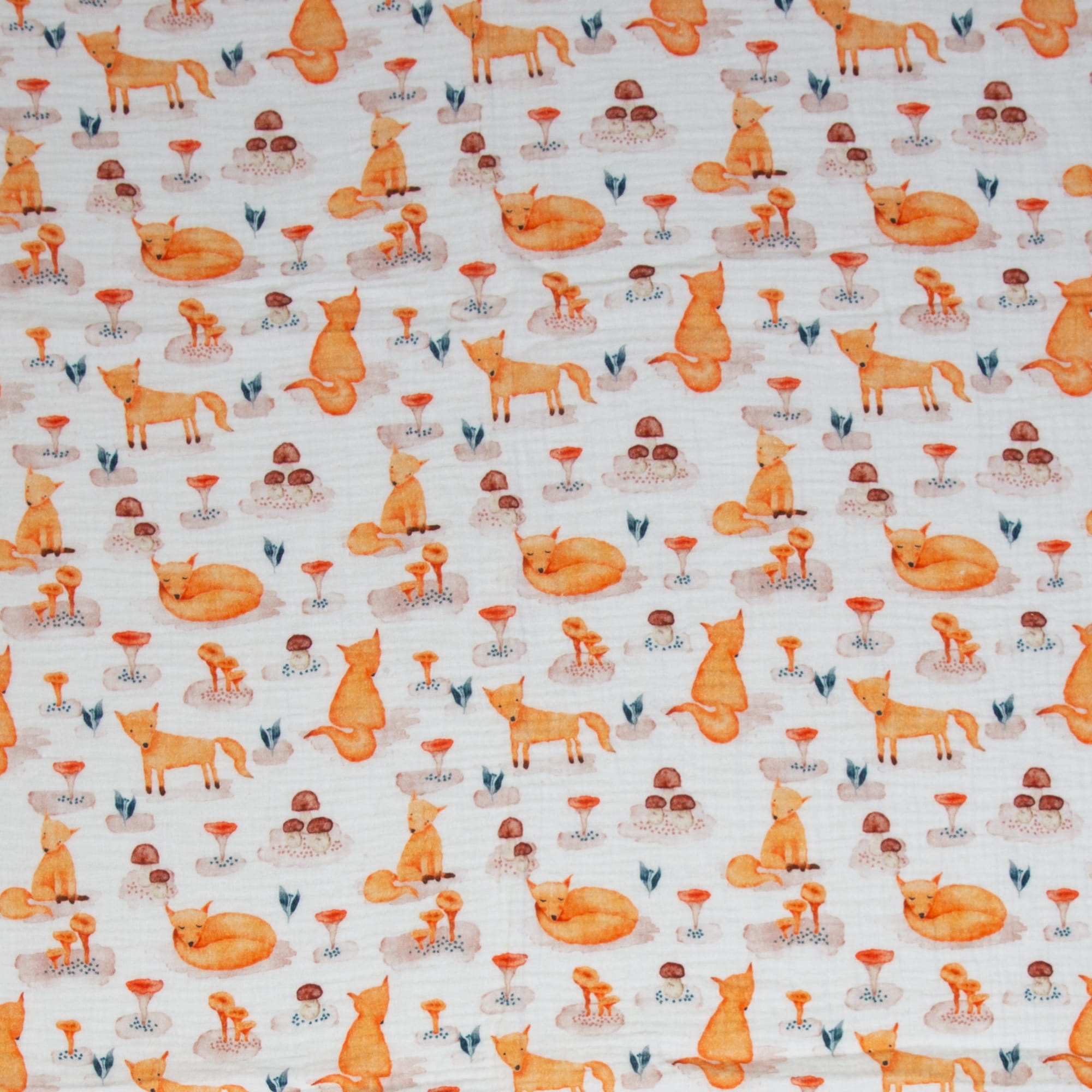 Baumwolle Double Gauze/ Musselin "Thea" von Swafing mit Füchsen - weiß