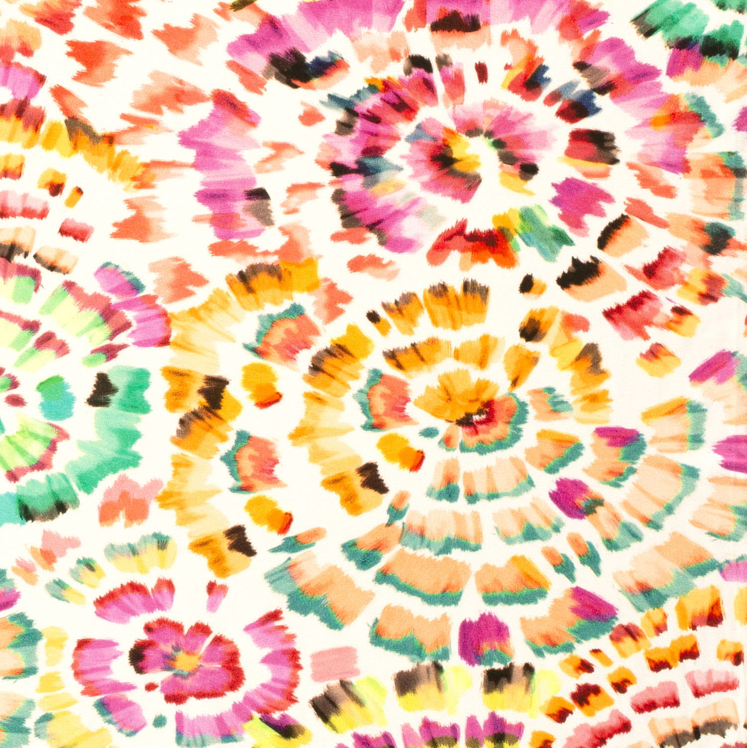 Baumwolljersey mit bunten Aquarell-Batikblüten - orange/grün/rot