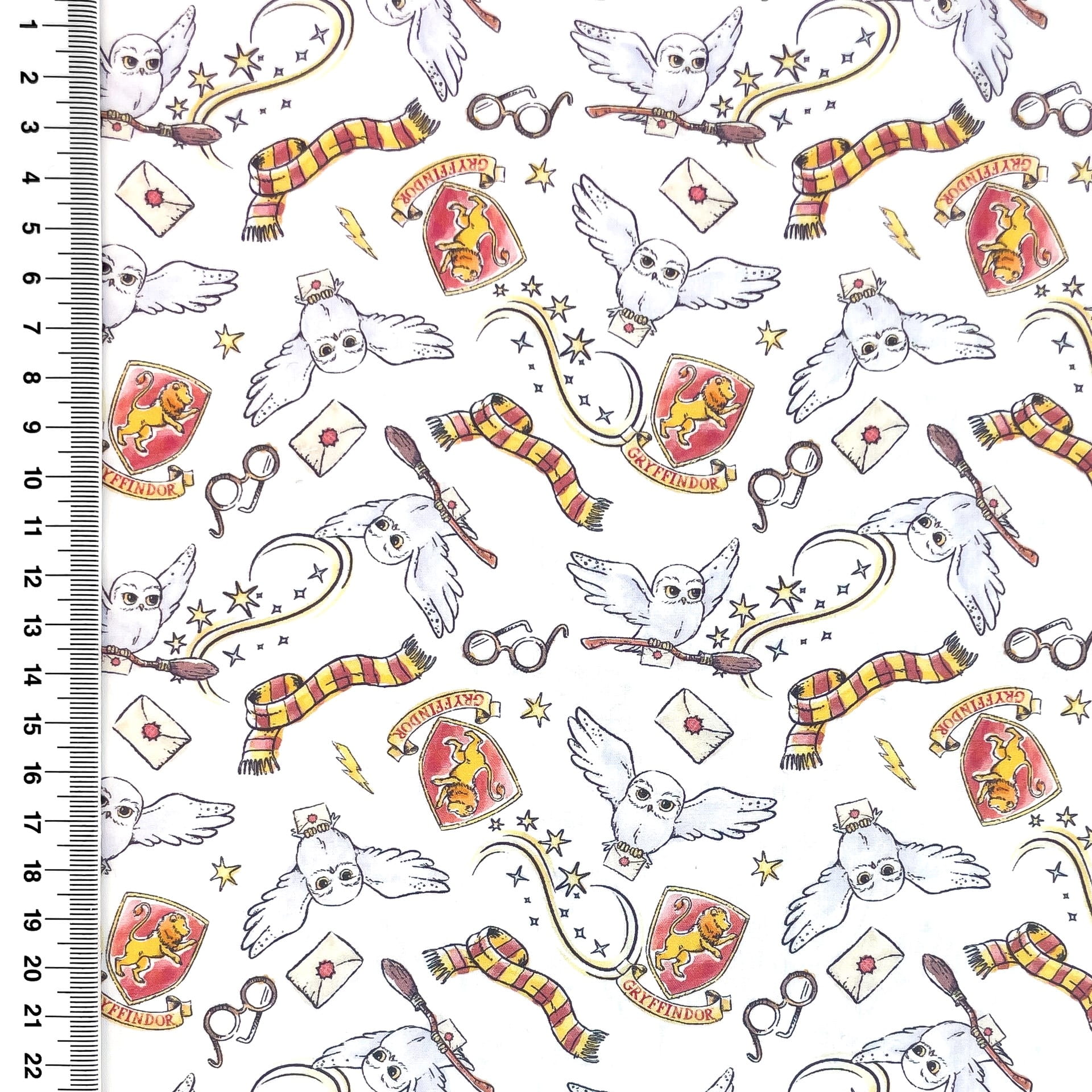  Baumwollstoff Digital Lizenz mit Harry Potter Motiven - weiß