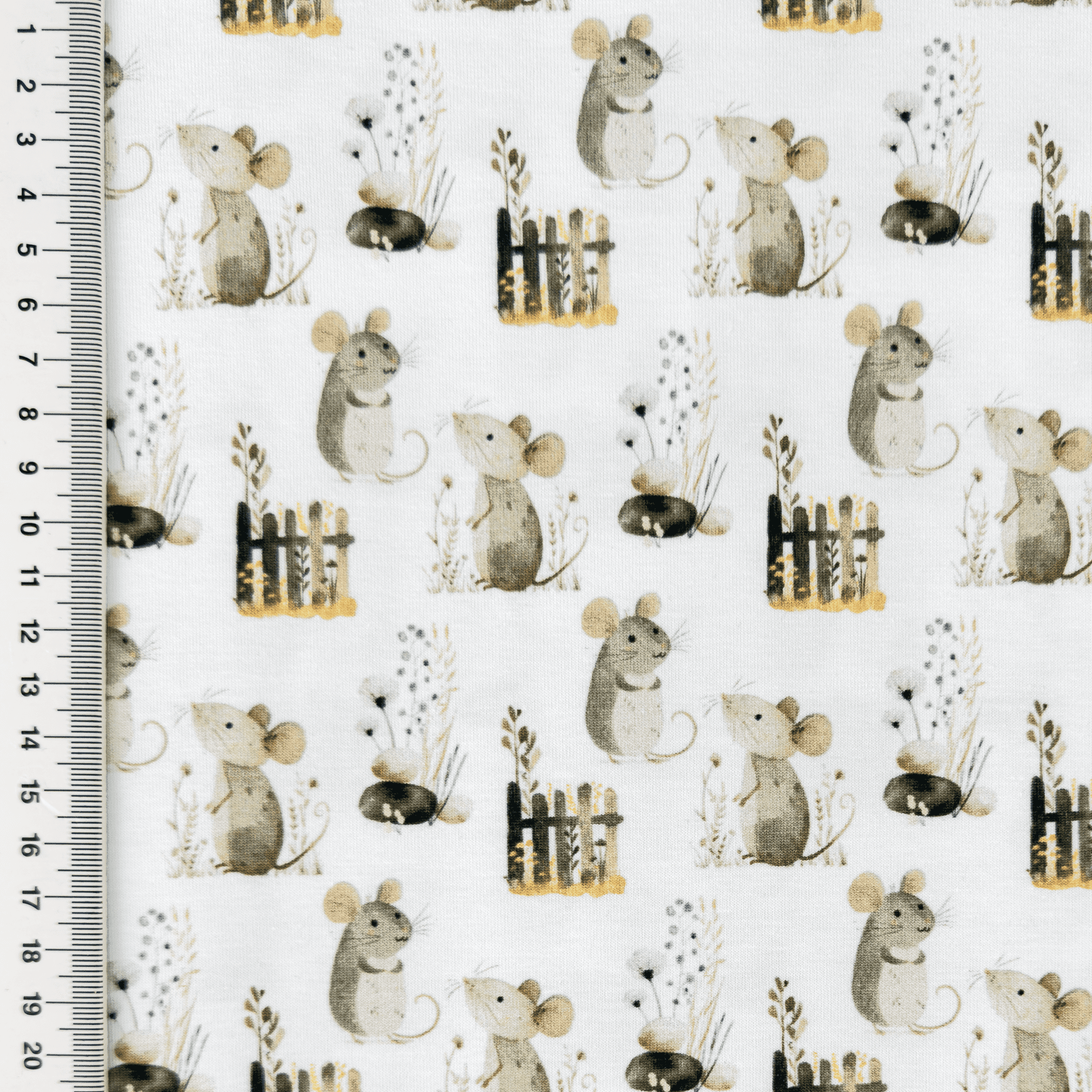 Baumwolljersey Digital "Mike Mäuserich" mit niedlichen Mäusen - ecru   Baumwolljersey Digital "Mike Mäuserich" mit niedlichen Mäusen - ecru
