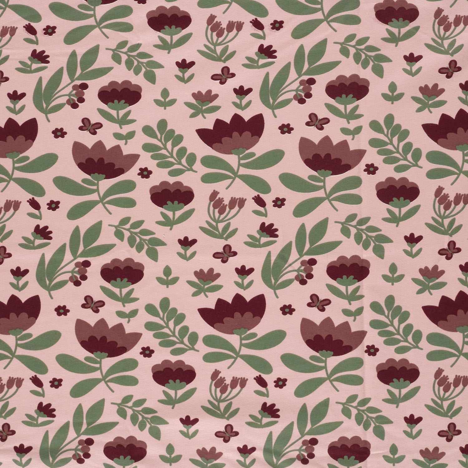 French Terry Digital mit Blumen - altrosa (N014)