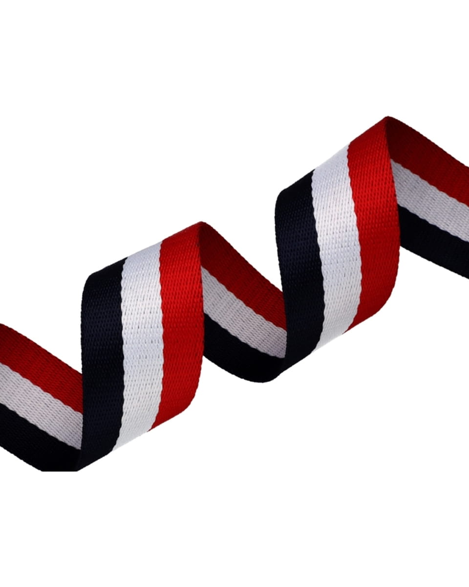 Gurtband Polycotton 38mm Streifen - dunkelblau/rot/weiß 