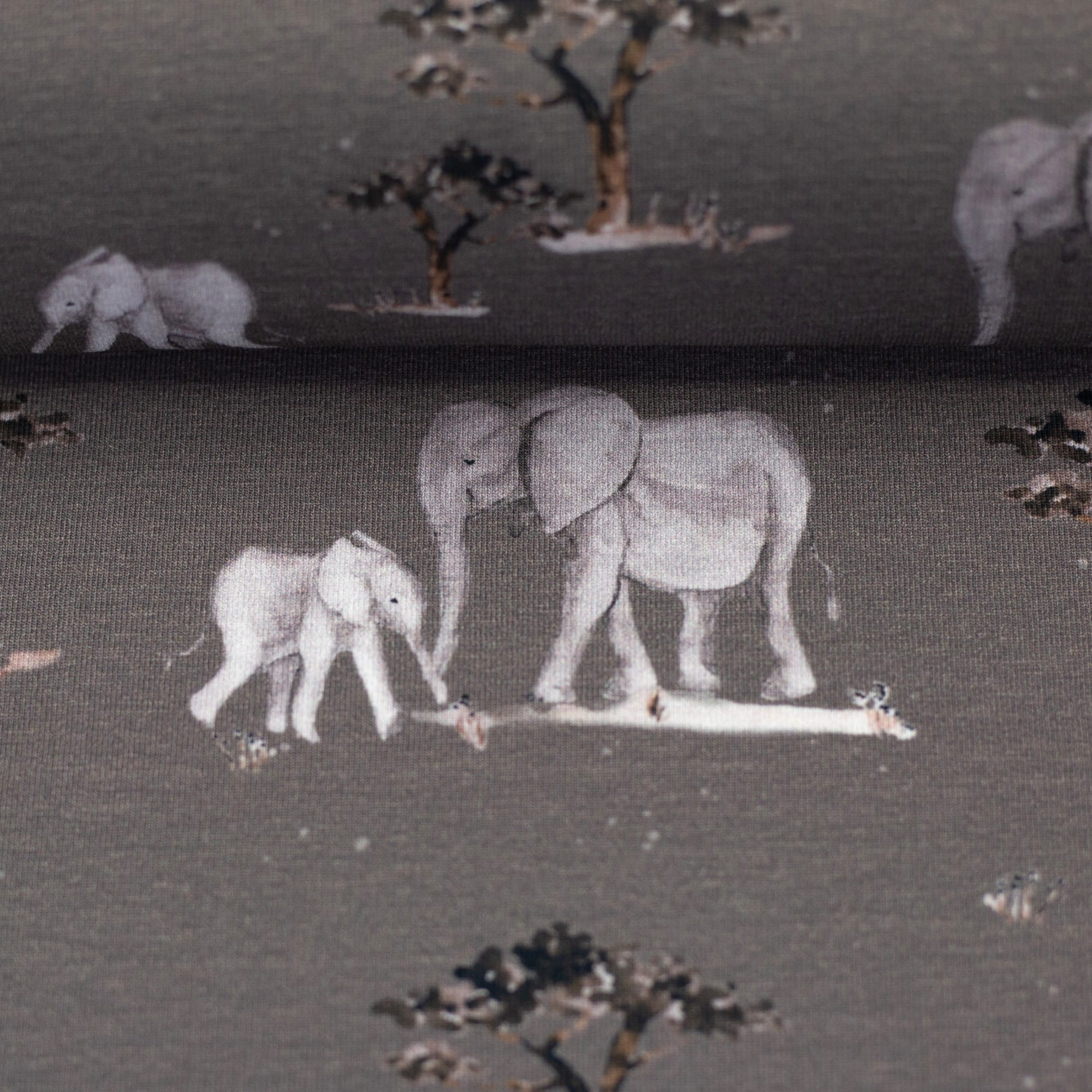 Baumwolljersey Swafing "Wild Animals" Serie by Christiane Zielinski mit Elefanten - dunkelgrau