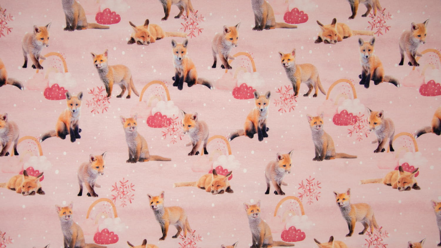 0,36m Reststück   Baumwolljersey Digital "Winter Fuchs" - dusty rose