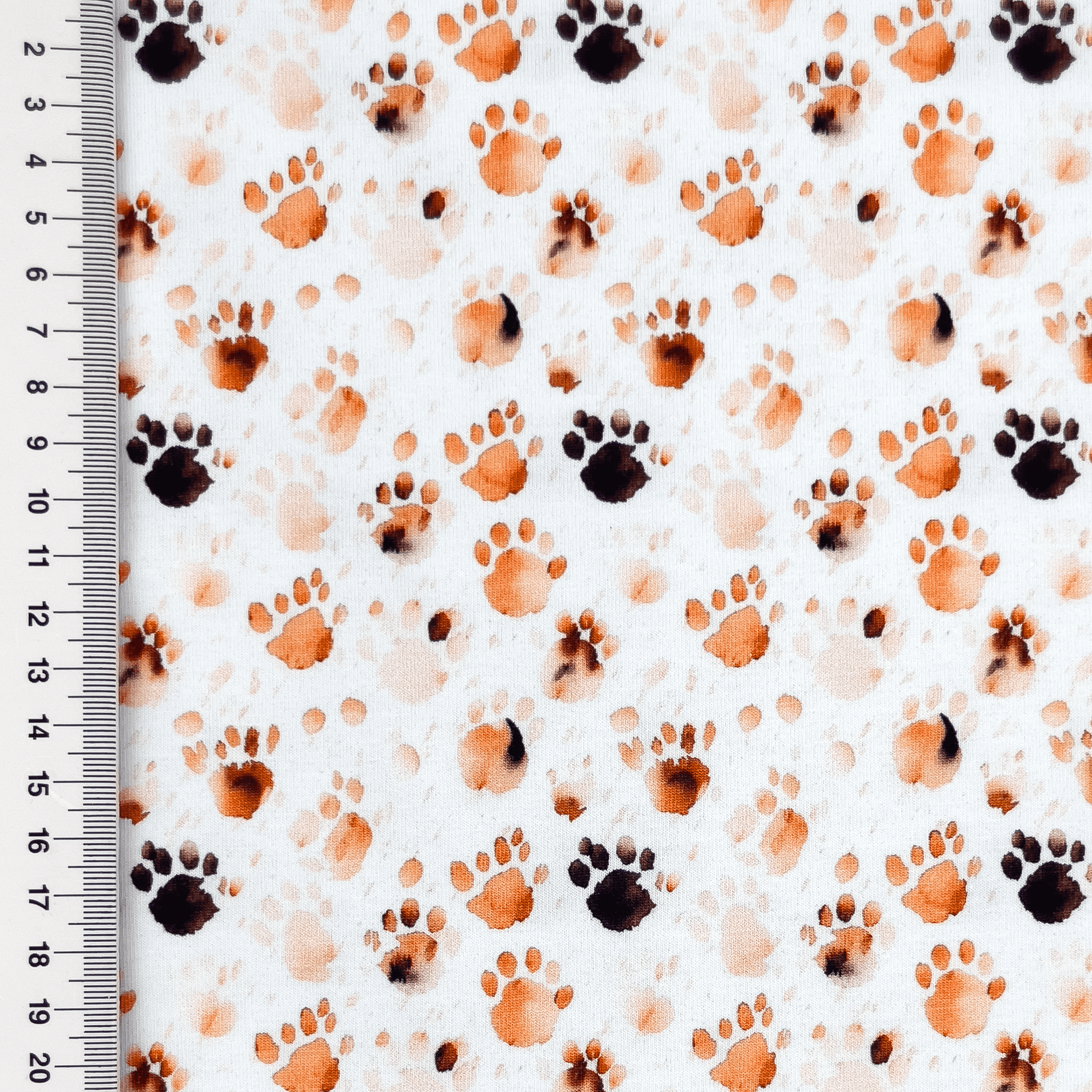 Baumwolljersey Digital "Dog Love" mit kleinen Pfotenabdrücken - weiß  