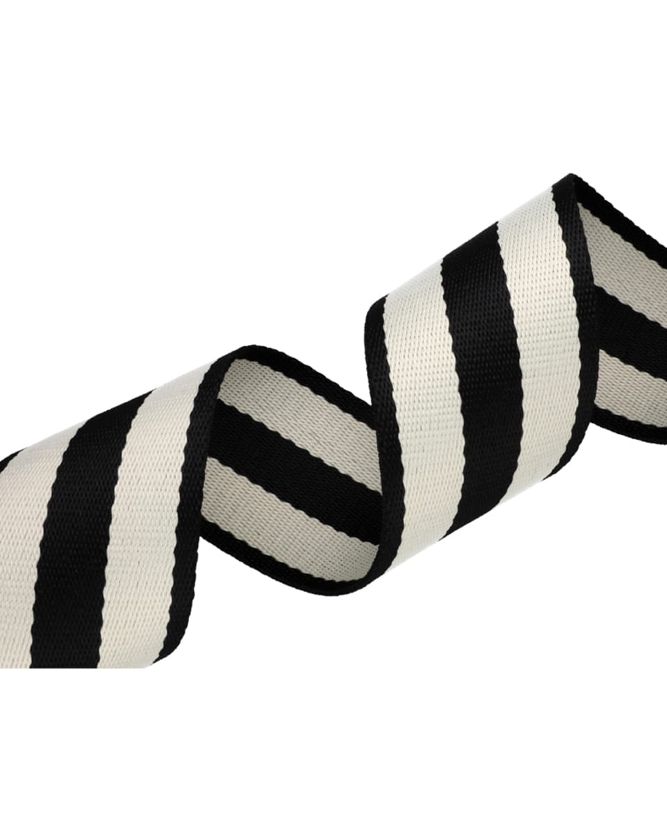 Gurtband Polycotton 38mm Streifen - ecru/schwarz
