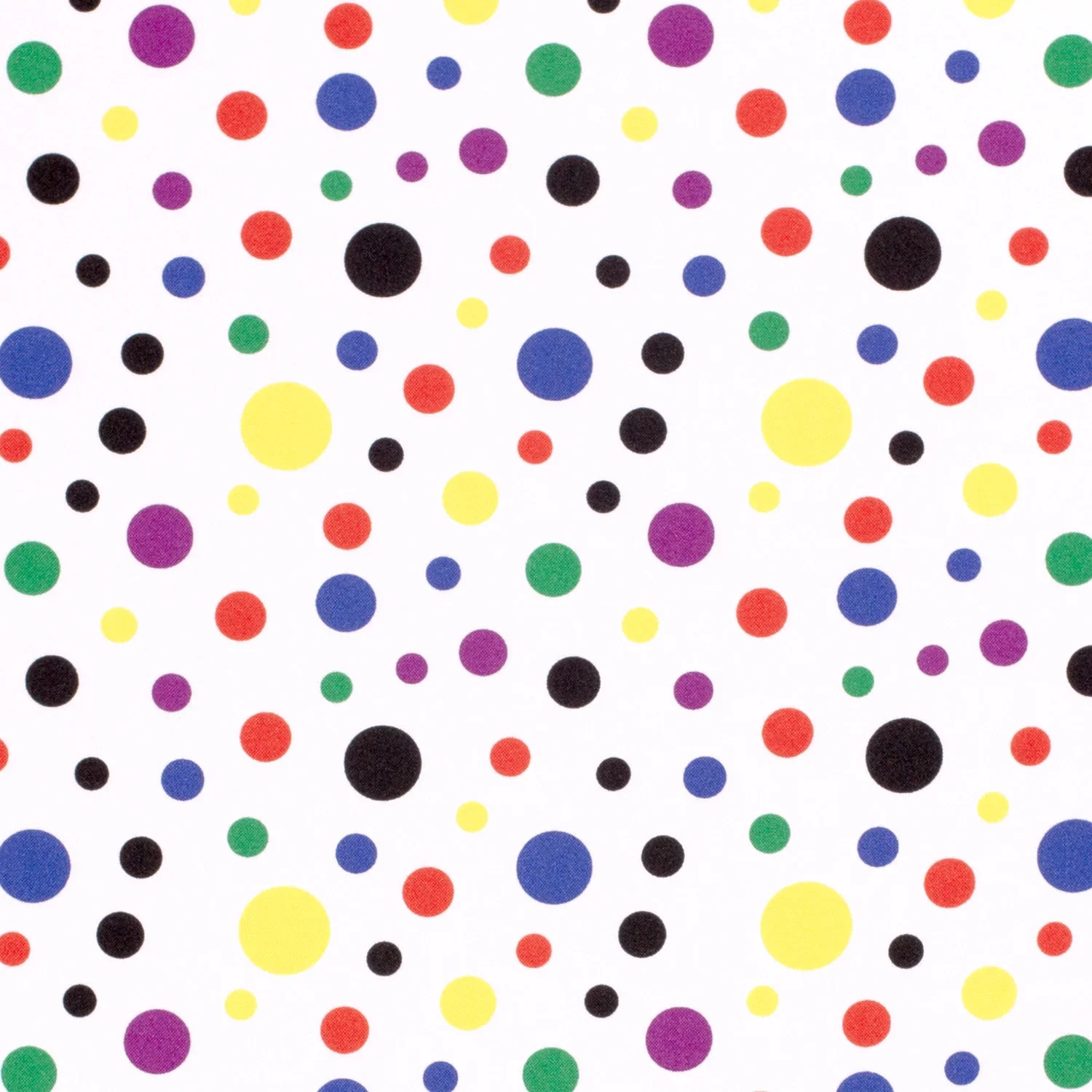 Karnevalsstoff Burlington mit großen und kleinen bunten Punkten - weiß