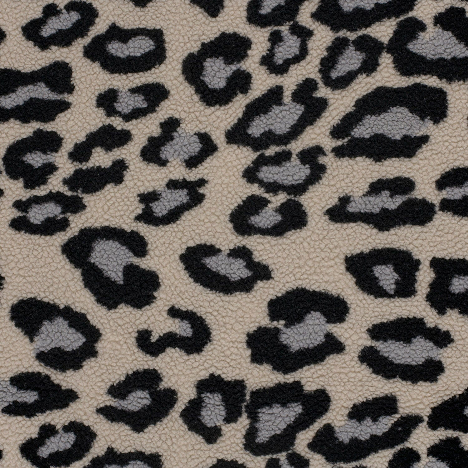 Teddystoff mit schwarz/grauem Leopardenmuster - beige