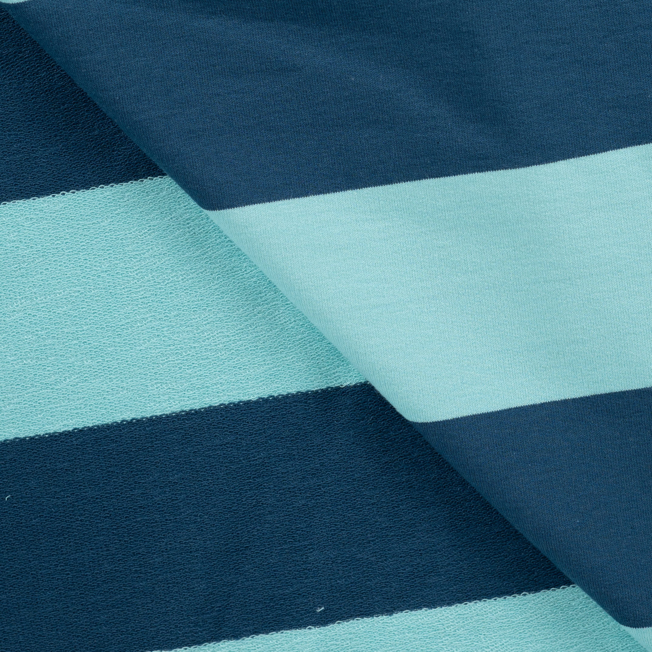 Sommersweat French Terry "Yarn Dyed" mit Streifen - petrol/mint (Q942)