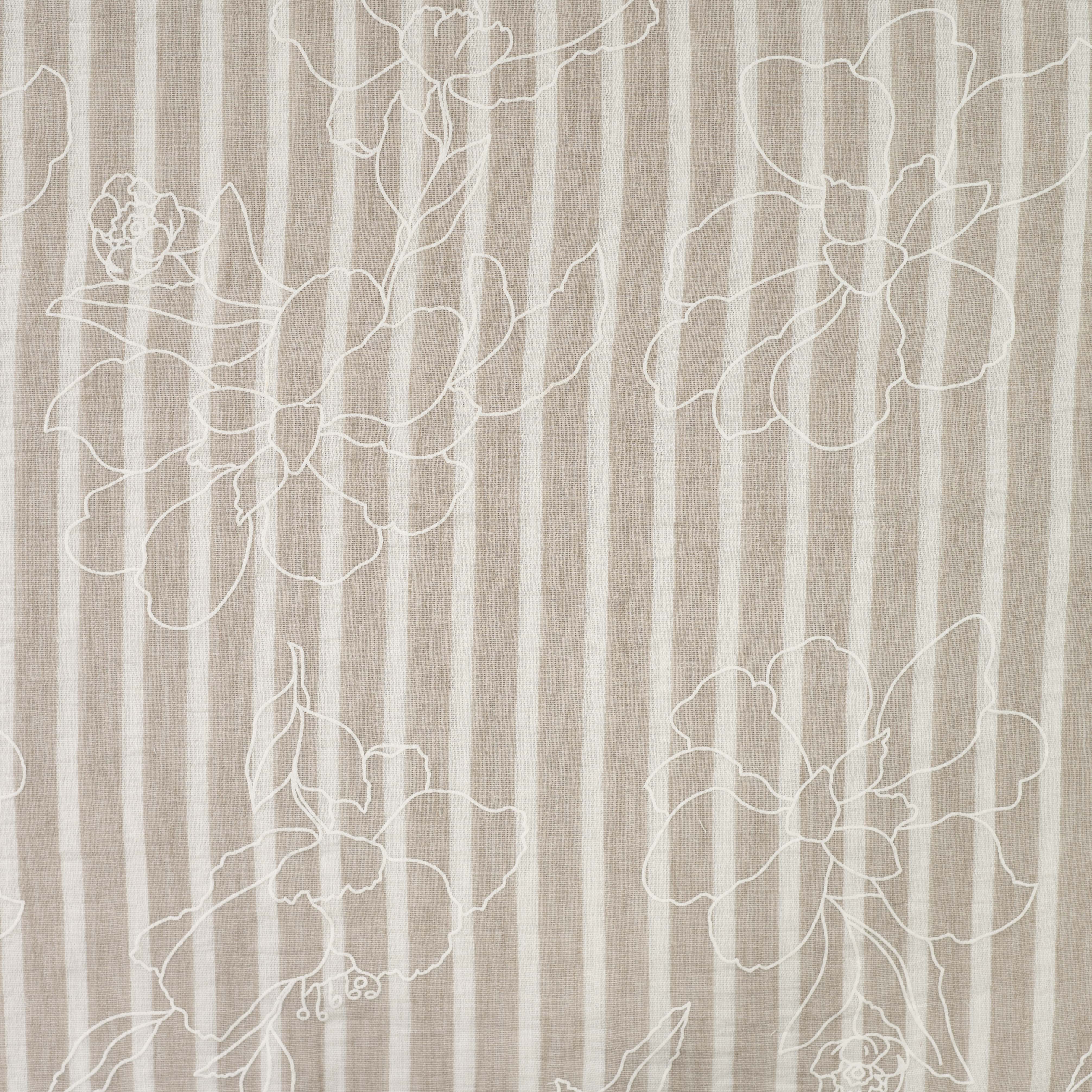 Leinenlook Yarn Dyed gestreift mit Stickerei - ecru/sand (Q520)