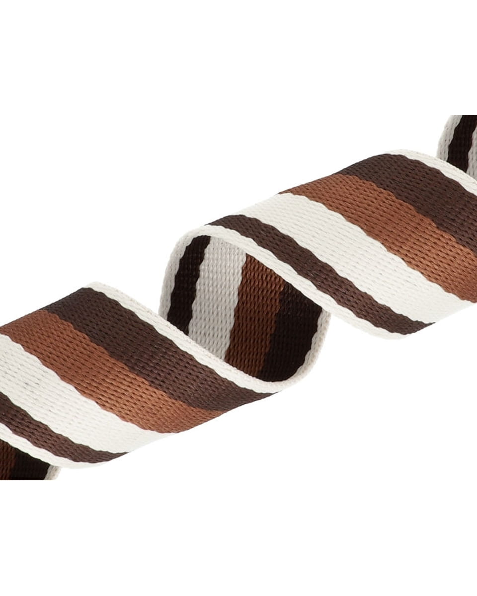 Gurtband Polycotton 38mm - dunkelbraun/braun/ecru