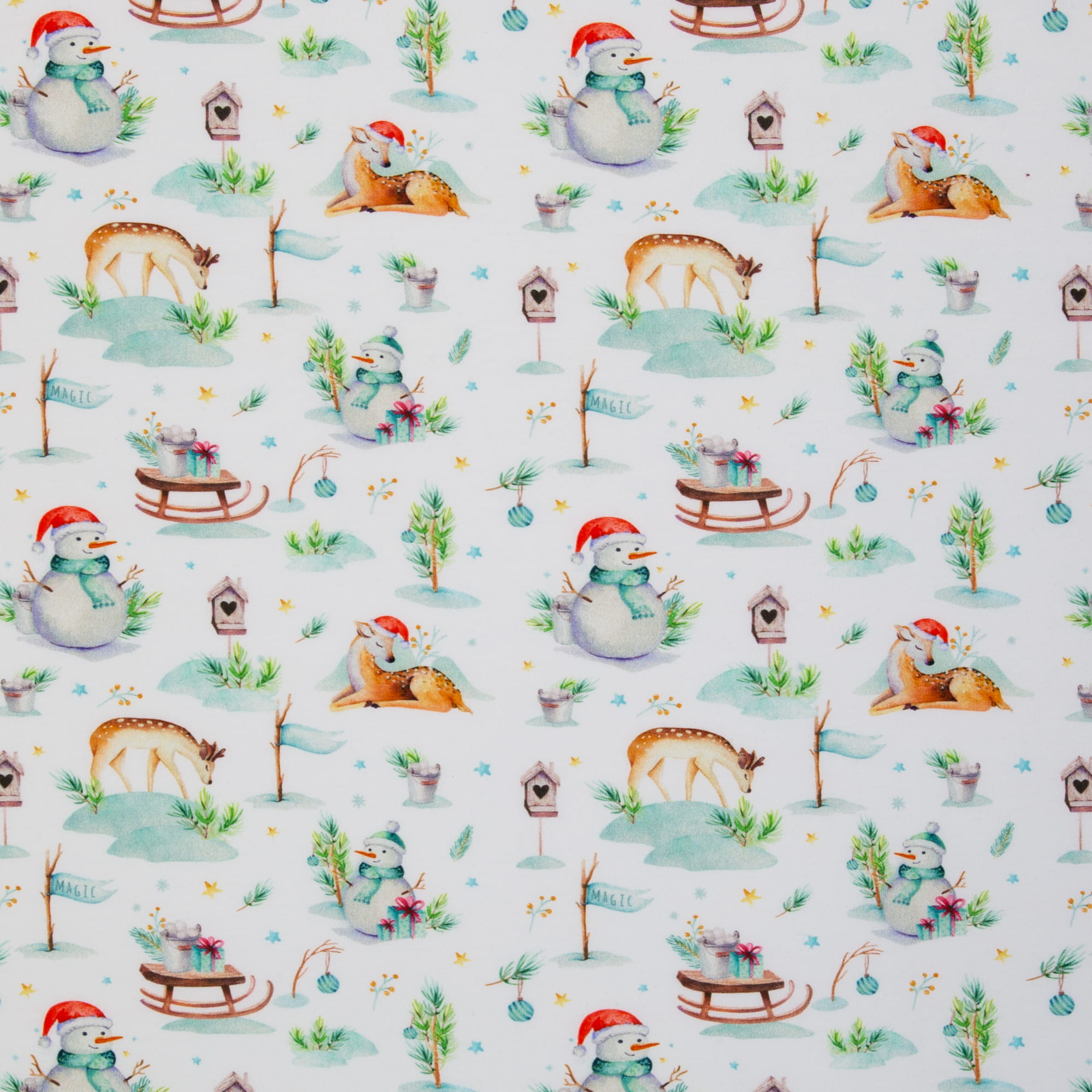 French Terry angeraut Swafing "Cosy" mit Schneemännern und Rentieren