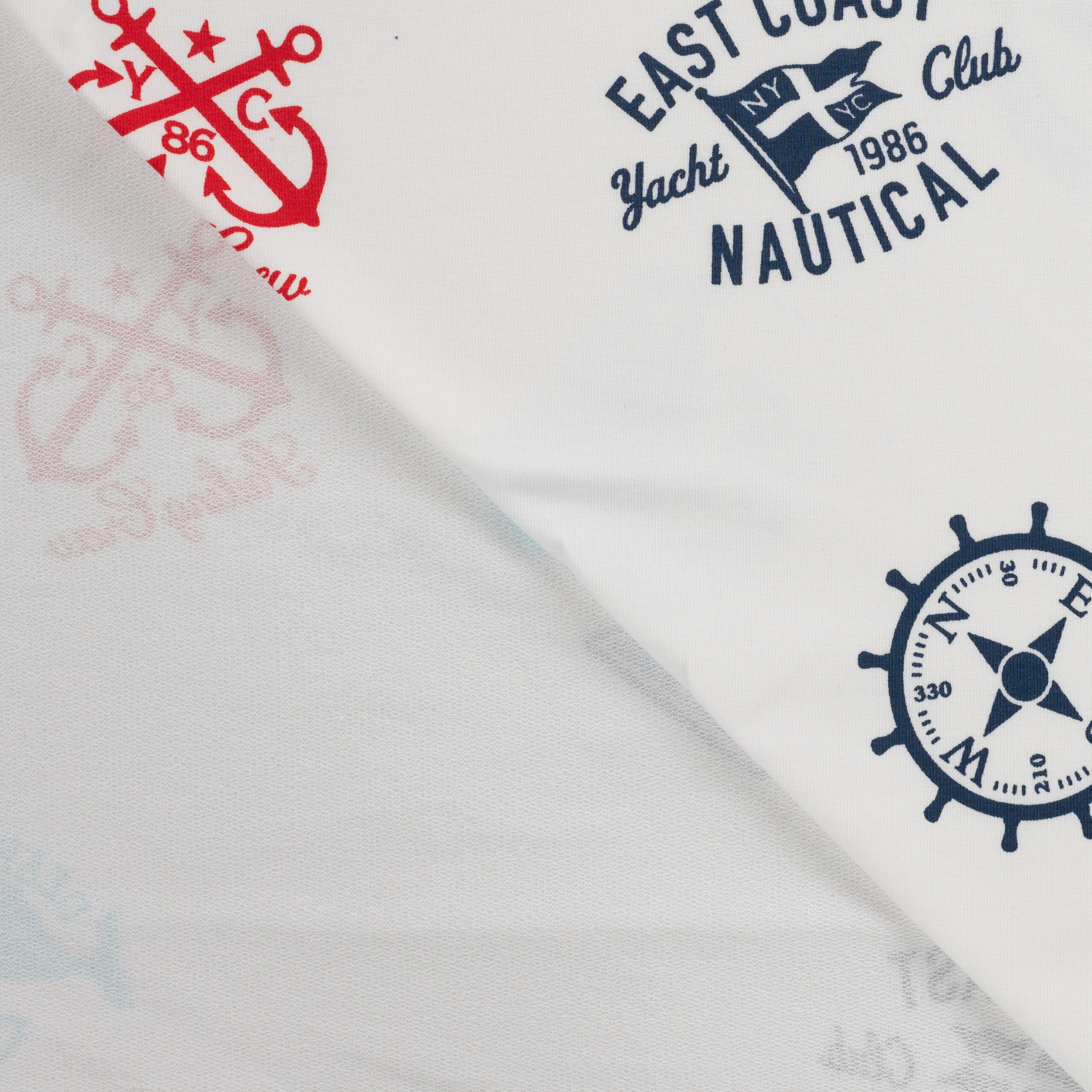 Sommersweat French Terry "Nautical" mit maritimen Motiven - ecru (Q510)
