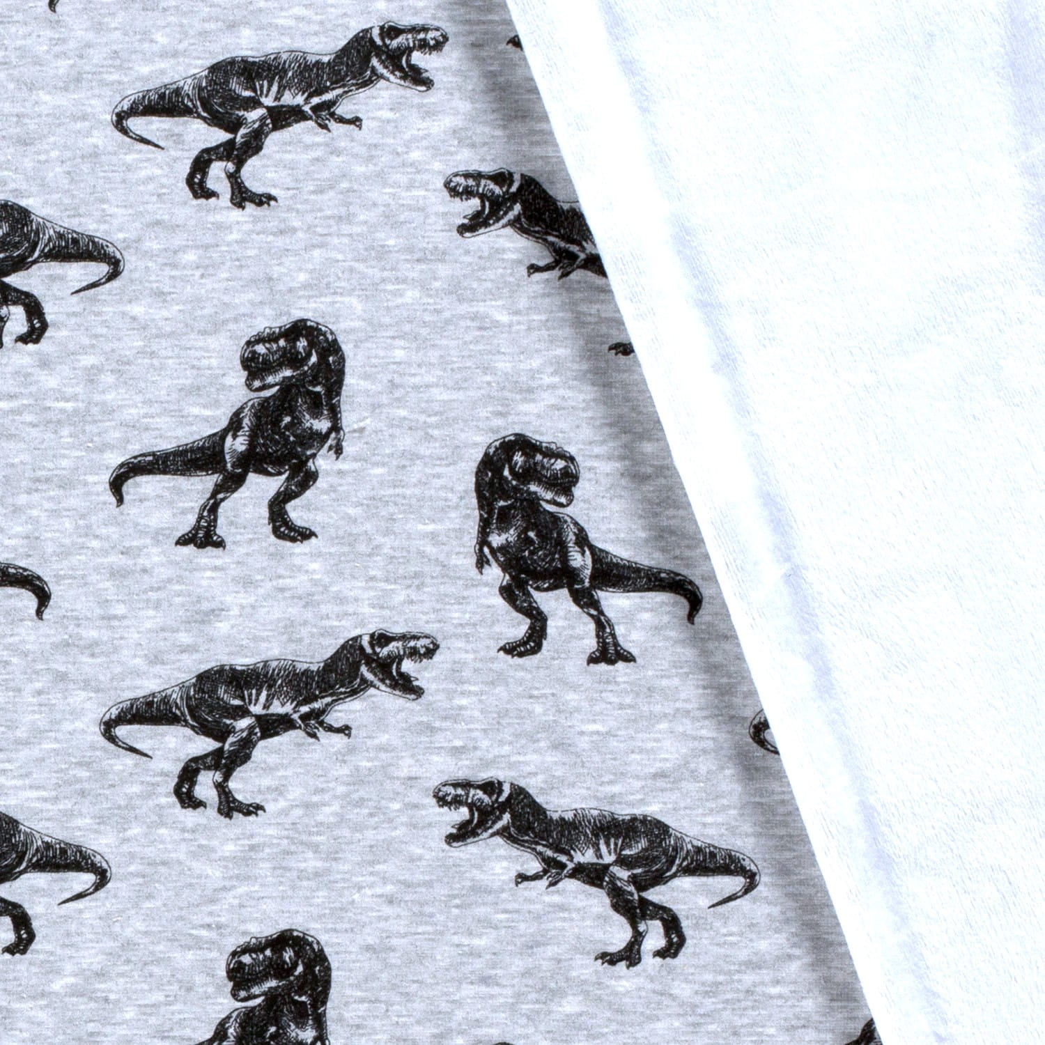 Alpenfleece mit T-Rex - hellgrau meliert 