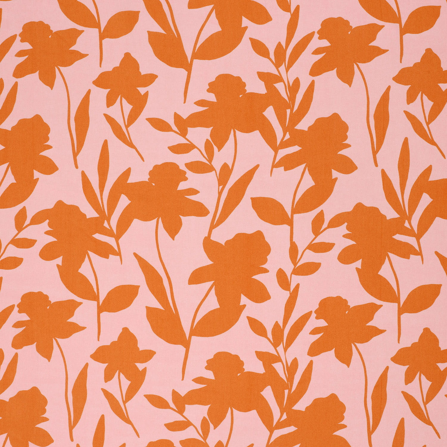 Viskose  Digital mit Blumenzweigen - hellrosa/orange