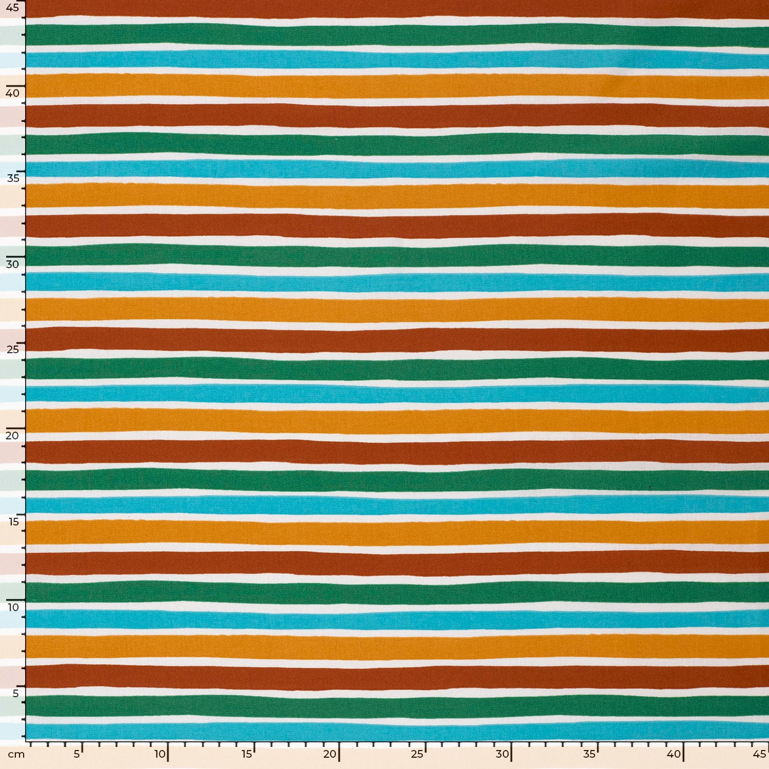 Baumwollstoff Popeline mit Streifen - aqua/petrol/terra/orange