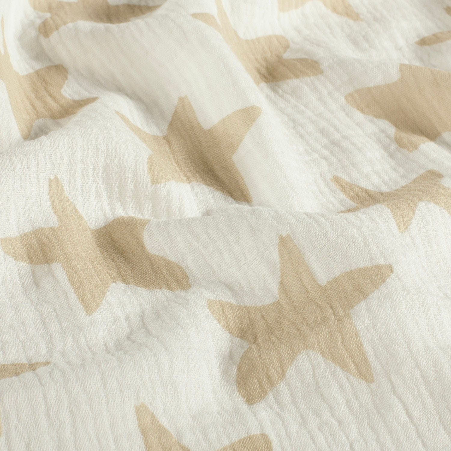 Baumwolle Double Gauze/ Musselin mit Sternen - ecu/beige