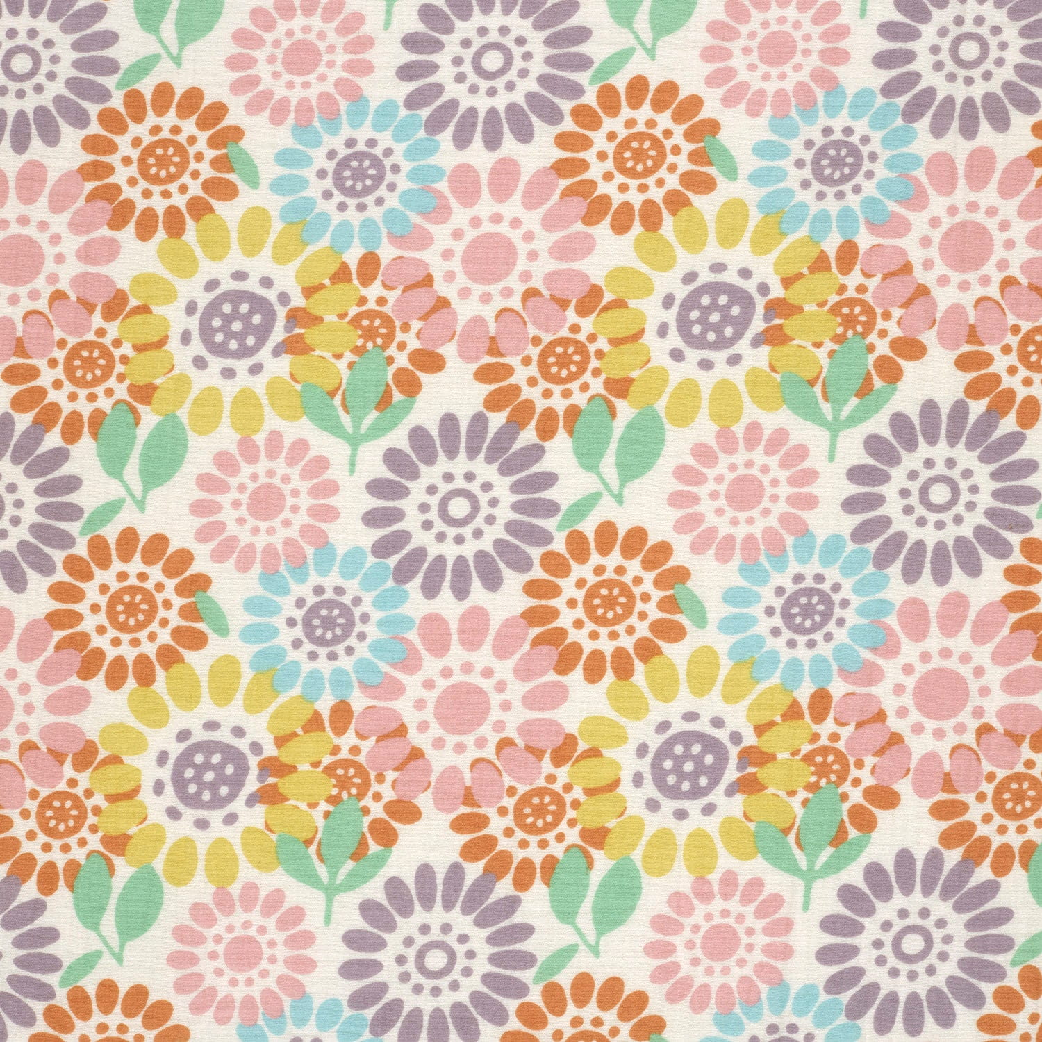 Baumwolle Double Gauze/ Musselin mit pastell Retro-Blumen- ecru (N051)