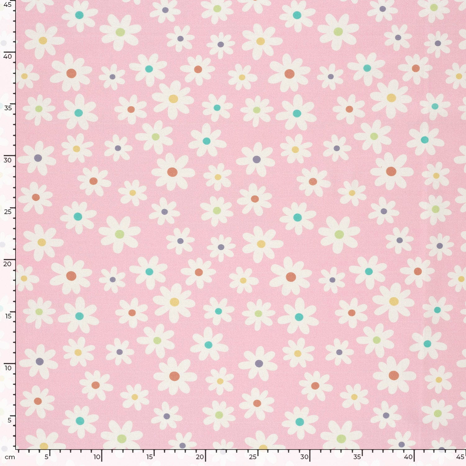 Baumwollstoff Popeline mit Gänseblumen - rosa
